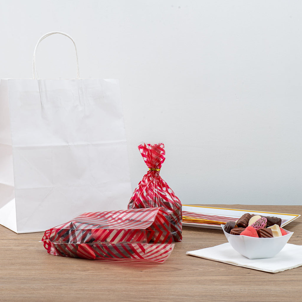 Bag Tek Plastic Candy Bag - Stripes, Gusseted - 4" x 2" x 9 1/2" - 4000 count box
