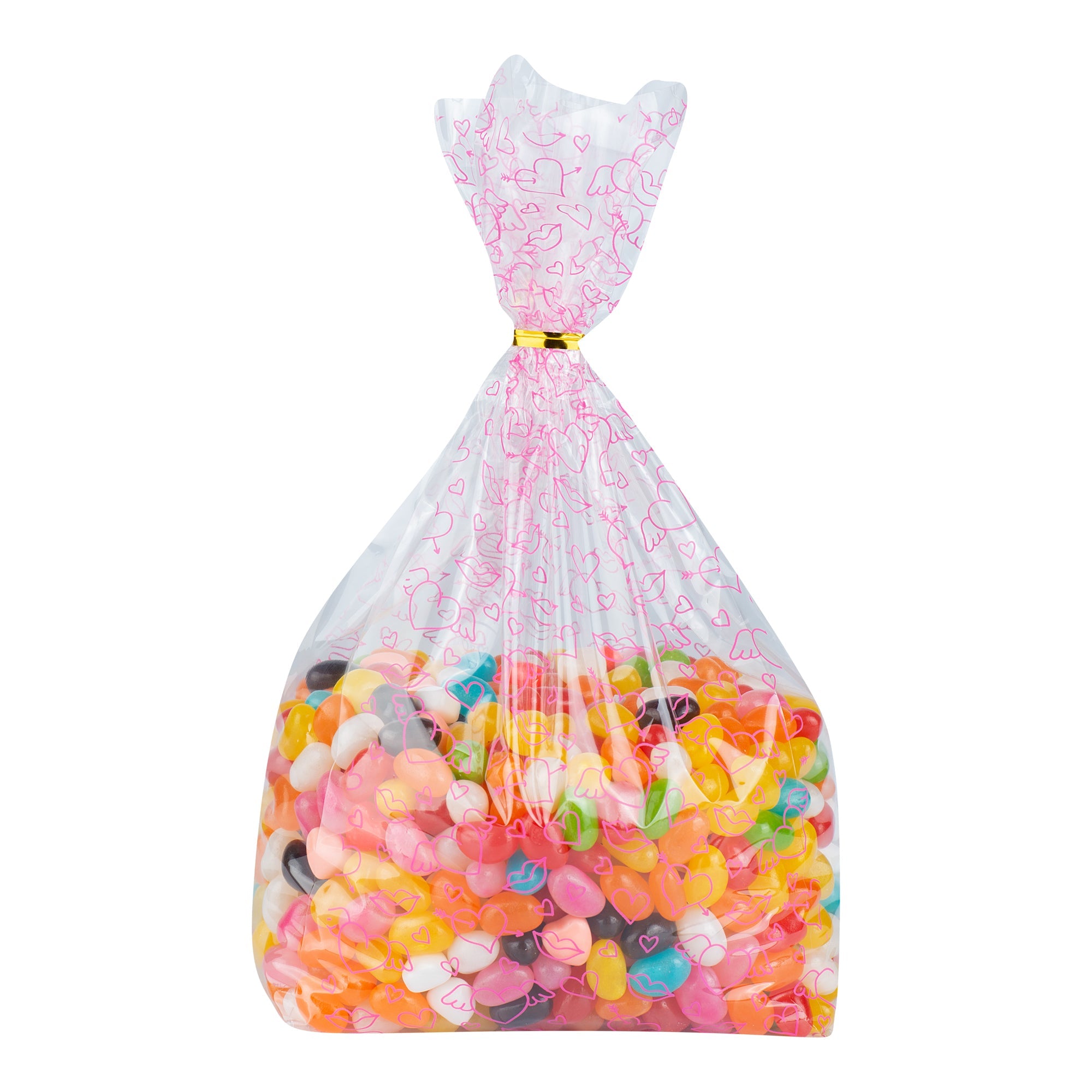 Bag Tek Plastic Candy Bag - Winged Hearts, Gusseted - 5" x 3" x 11" - 100 count box