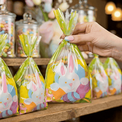 Bag Tek Plastic Candy Bag - Easter Bunny, Gusseted - 5" x 3" x 11" - 4000 count box
