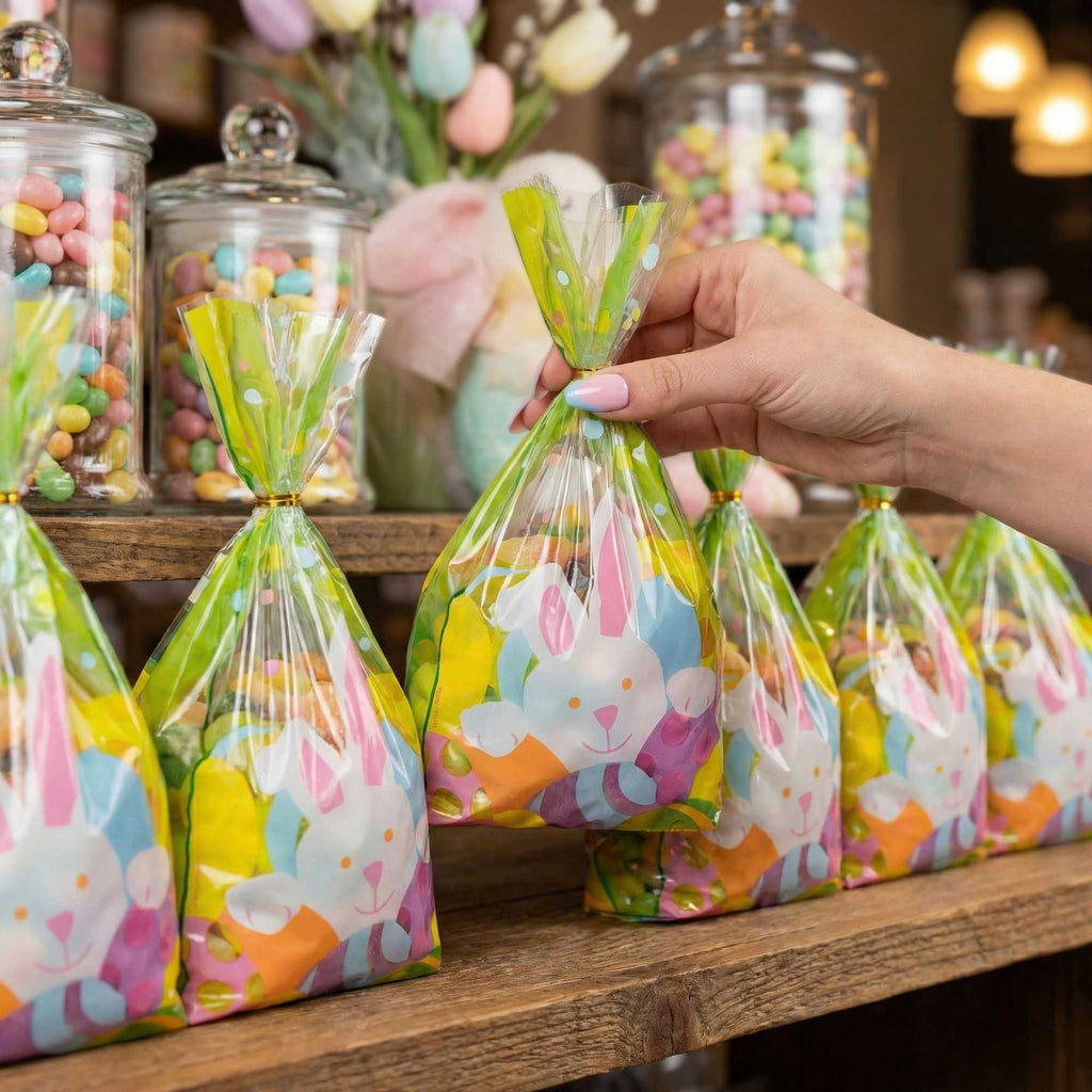Bag Tek Plastic Candy Bag - Easter Bunny, Gusseted - 5" x 3" x 11" - 4000 count box