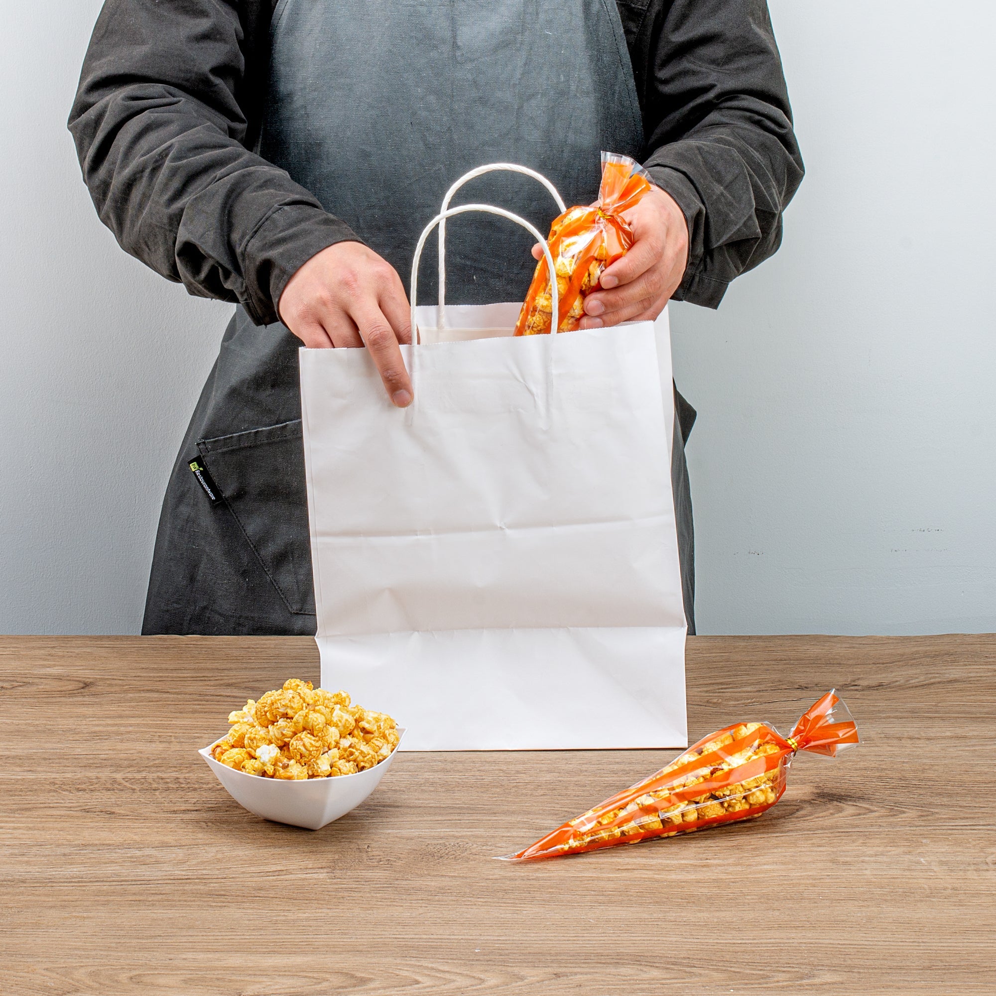 Bag Tek Plastic Cone Bag - Orange Stripes - 6" x 11" - 8000 count box