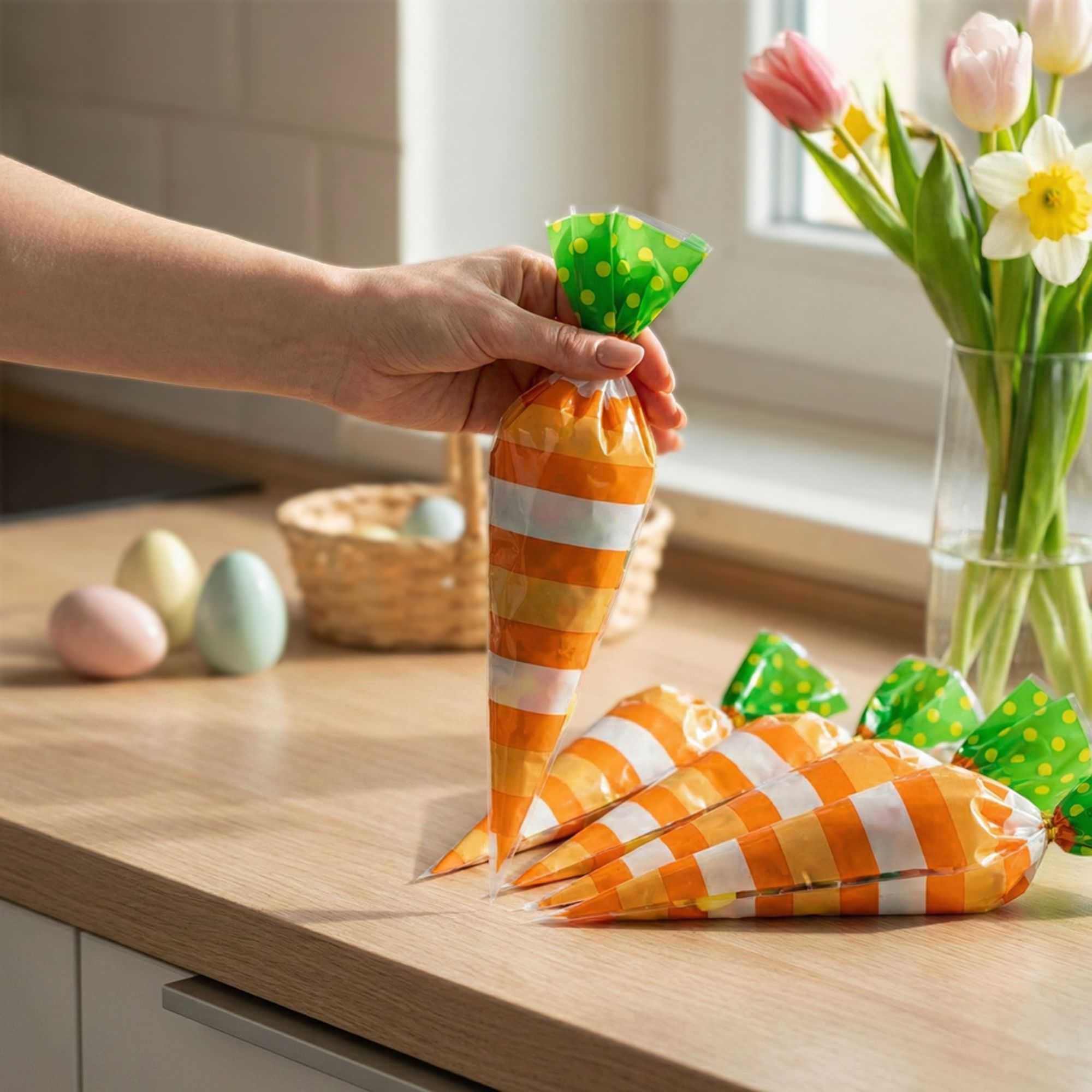 Bag Tek Plastic Cone Bag - Stripes, Polka Dots - 6" x 11" - 8000 count box