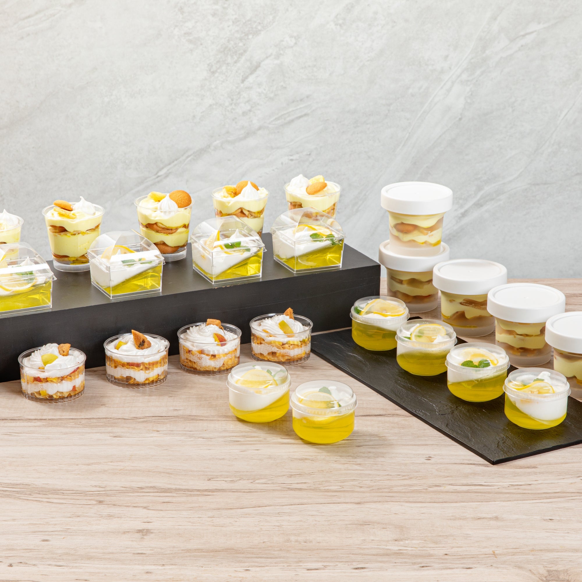 Mini Serve Round Clear Plastic Dome Lid - Fits 4 oz Dessert Cup - 100 count box