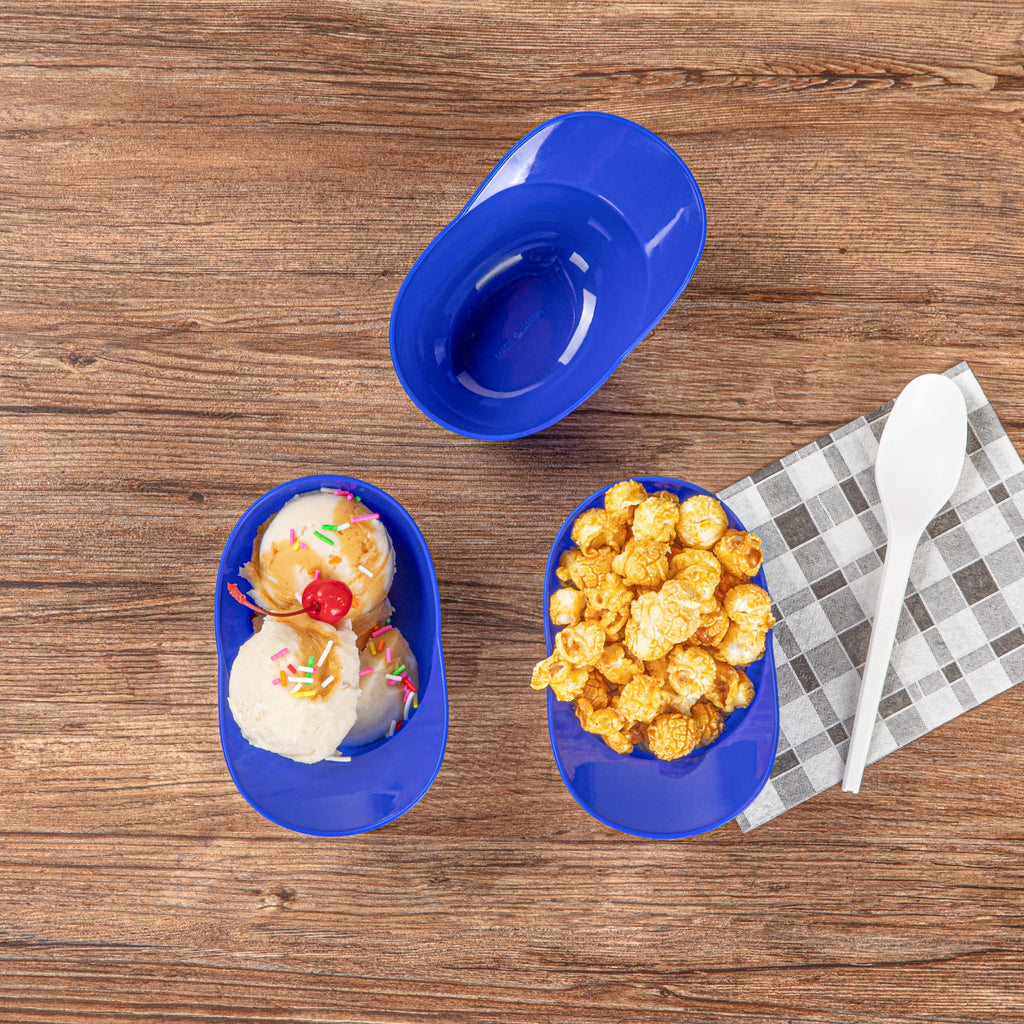 Mini Serve 8 oz Blue Plastic Baseball Helmet Ice Cream / Snack Bowl - 10 count box