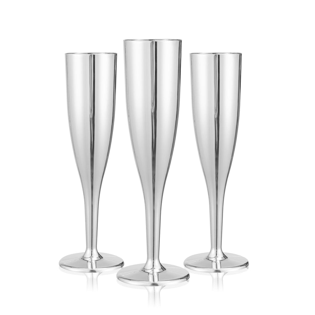 Bev Tek 5 oz Mirrored Plastic Champagne Flute - 2" x 2" x 8" - 25 count box