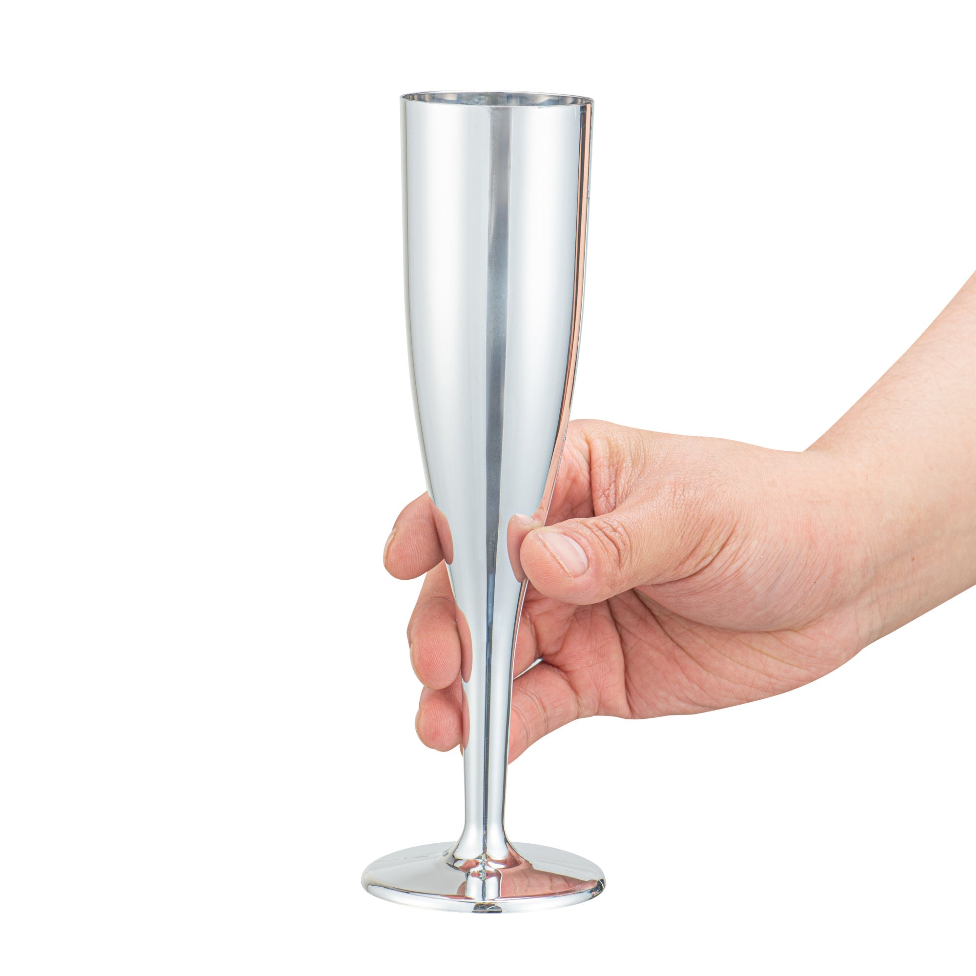 Bev Tek 5 oz Mirrored Plastic Champagne Flute - 2" x 2" x 8" - 100 count box