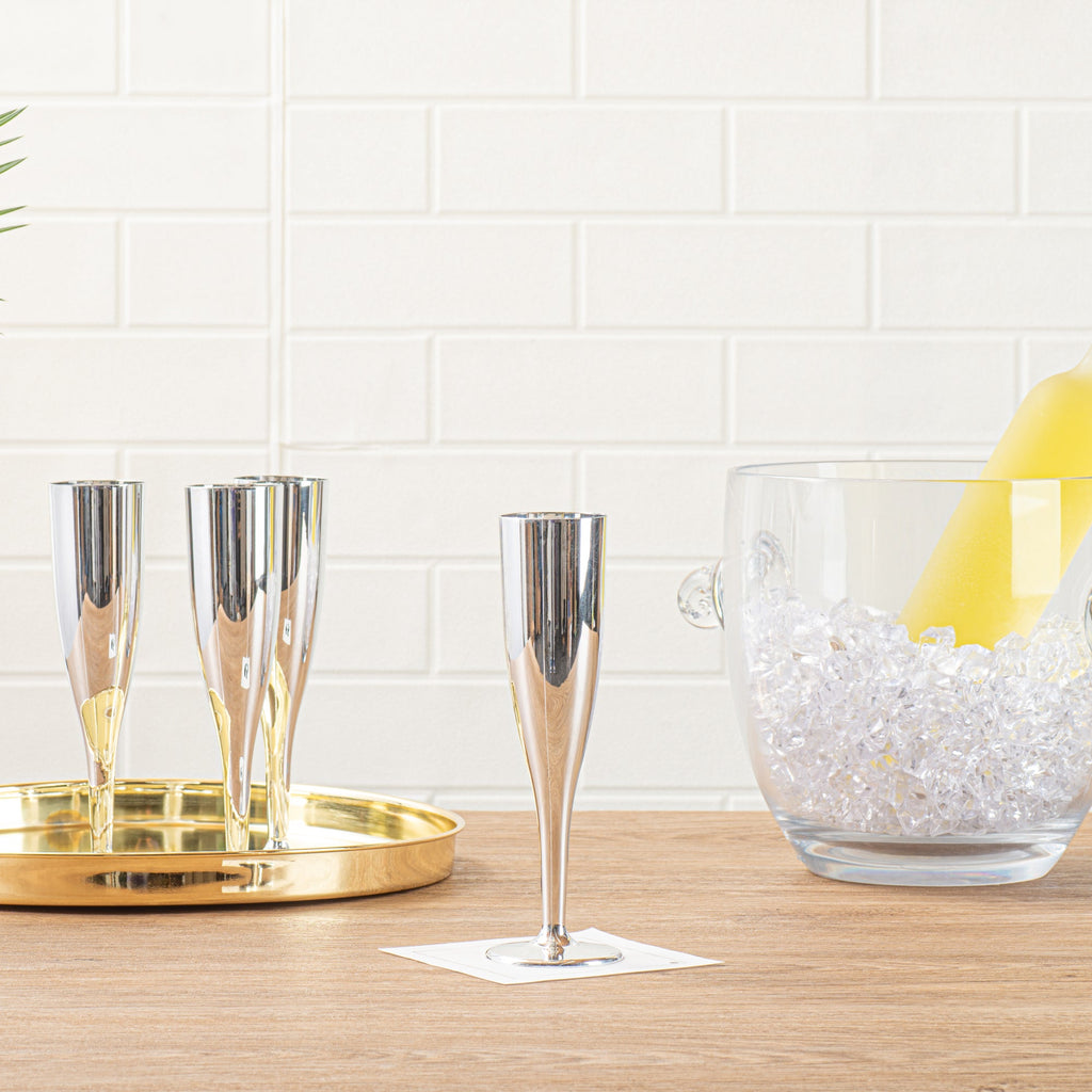 Bev Tek 5 oz Mirrored Plastic Champagne Flute - 2" x 2" x 8" - 100 count box
