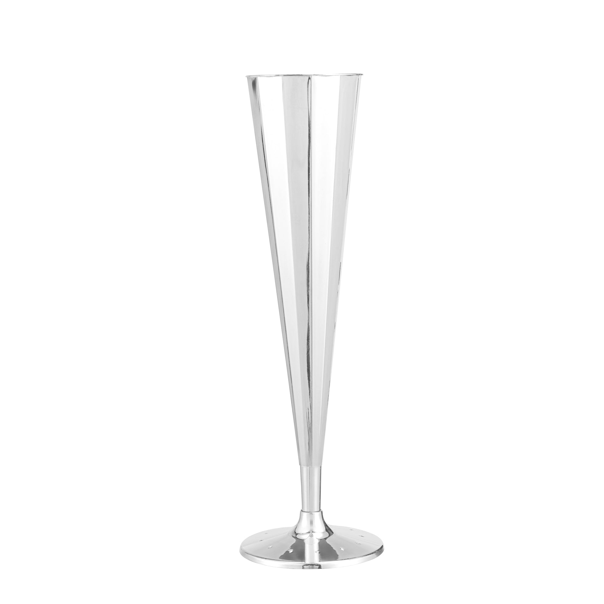 Bev Tek 5 oz Mirrored Plastic Champagne Flute - Vertical Cut - 2" x 2" x 8 1/2" - 100 count box
