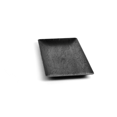Maxi Serve Rectangle Matte Black Plastic Plate - 17" x 9" - 100 count box