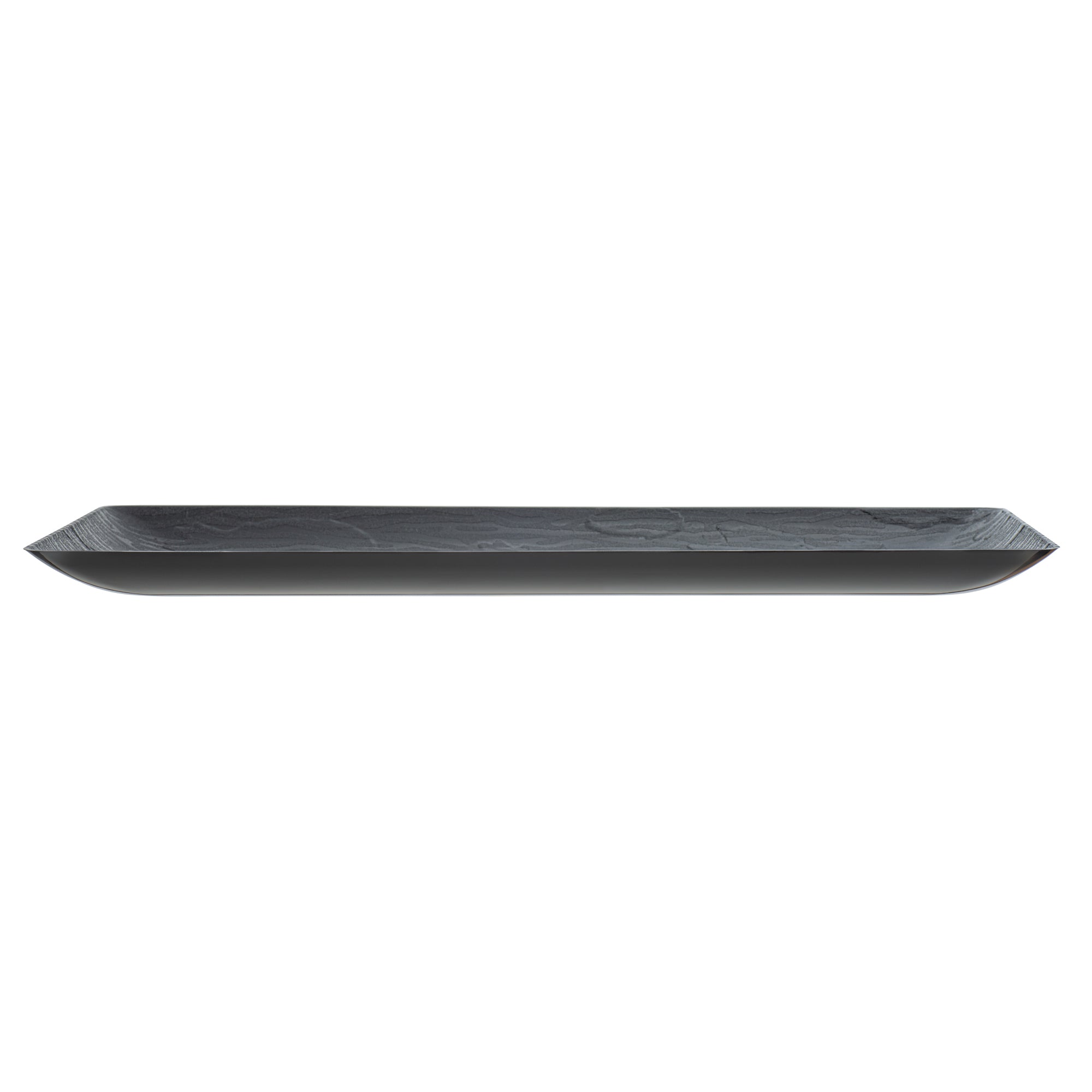 Maxi Serve Rectangle Matte Black Plastic Plate - 14 1/4" x 6 1/4" - 100 count box