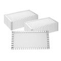 Maxi Serve Rectangle White Plastic Plate - with Silver Ruffled Rim - 17" x 9" - 100 count box