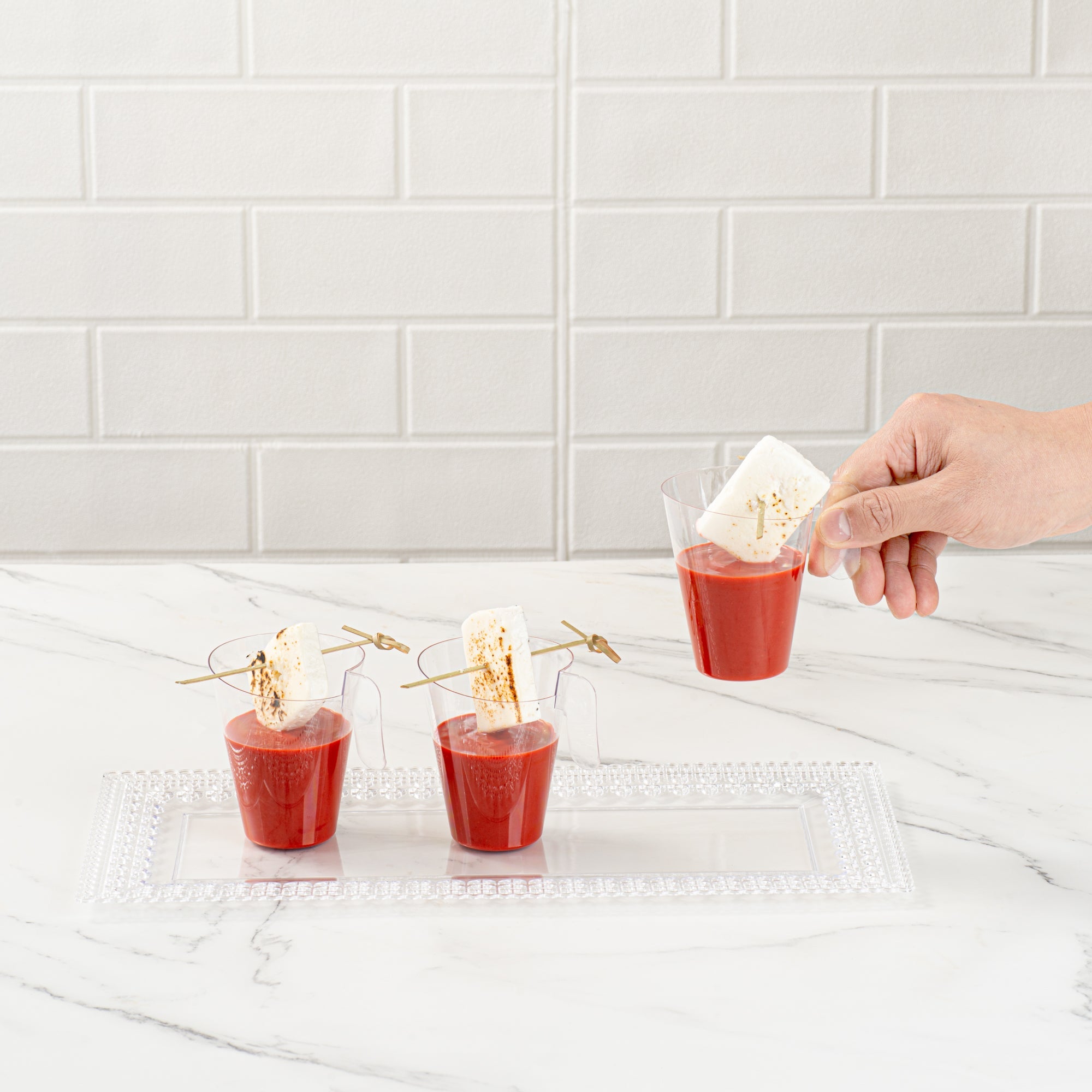 Mini Serve 2 oz Clear Plastic Cup - with Handle - 2 3/4" x 2 3/4" x 3 1/4" - 100 count box