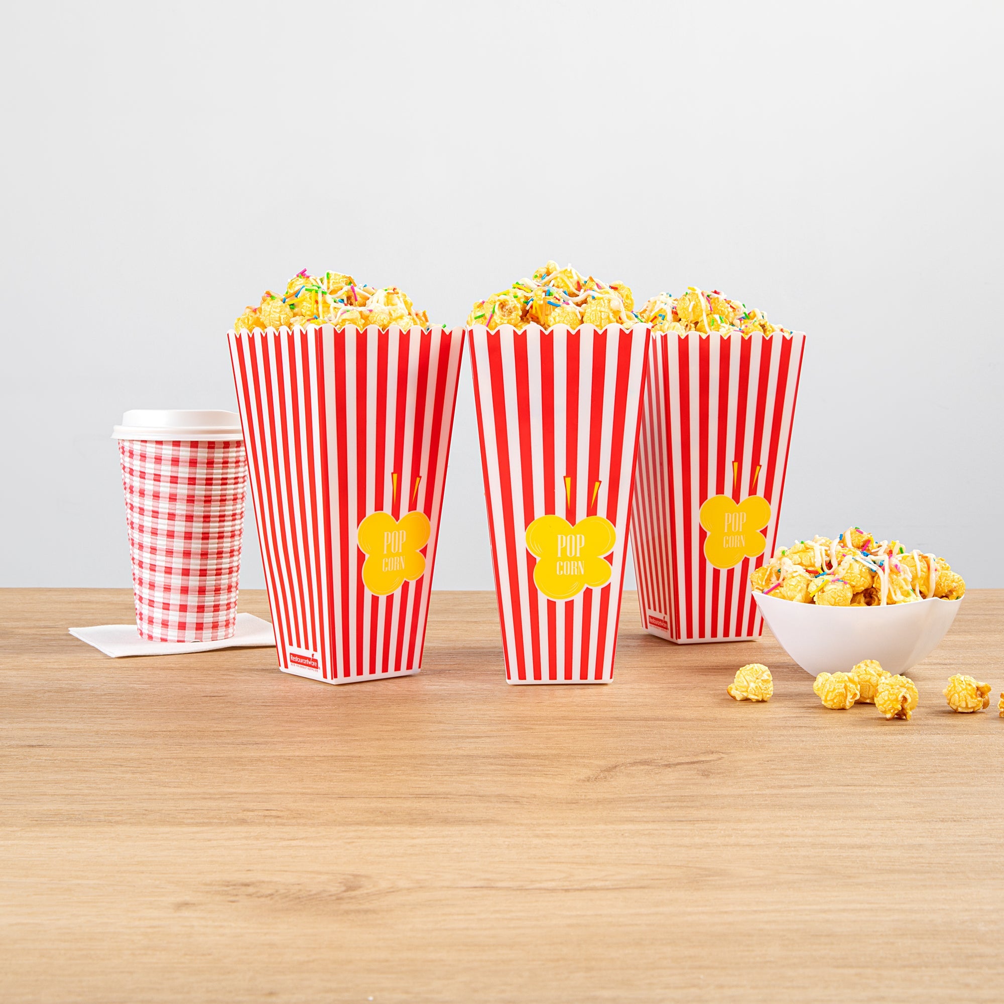 Maxi Serve 40 oz Red Plastic Popcorn Container - 10 count box