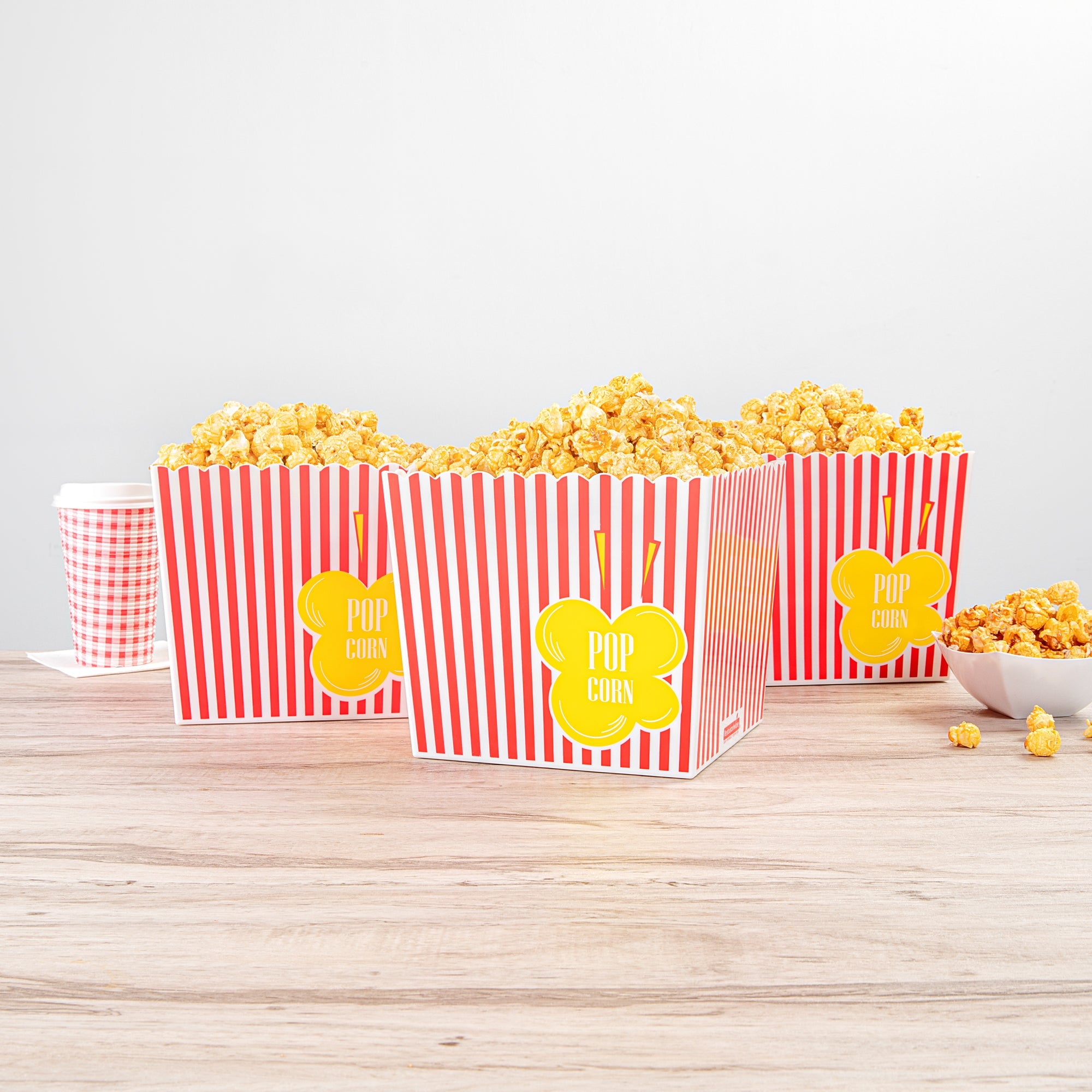 Maxi Serve 165 oz Red Plastic Popcorn Bucket - 10 count box