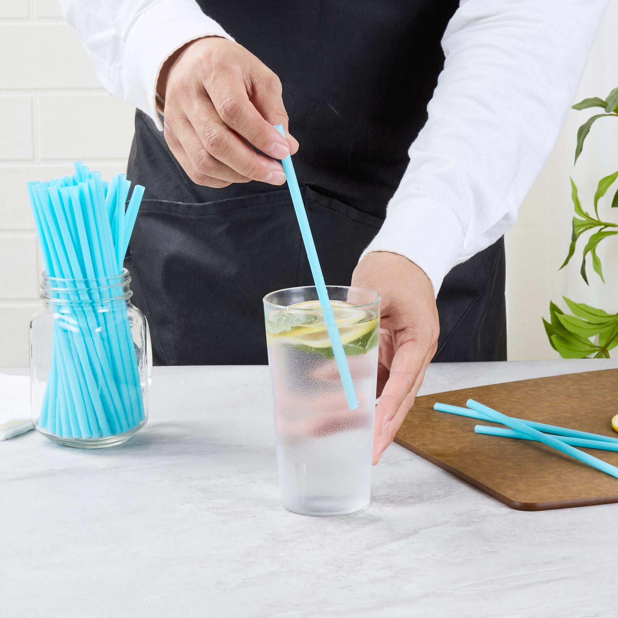 Vanish Blue PHA Plastic Straw - Unwrapped, Compostable - 7 3/4" - 1000 count box