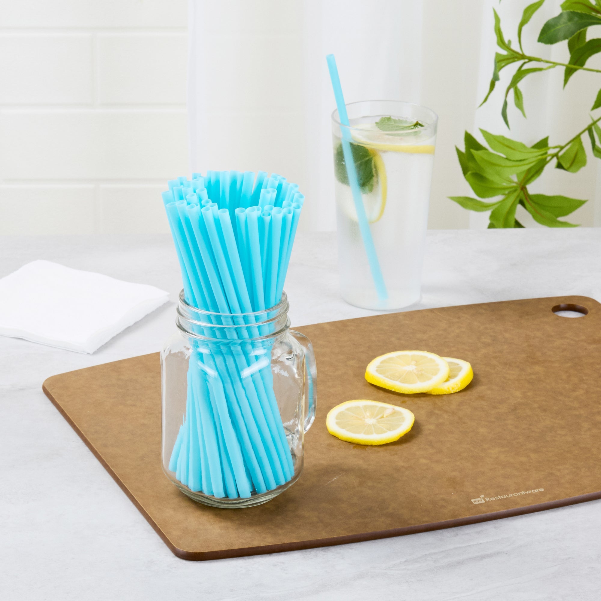 Vanish Blue PHA Plastic Straw - Unwrapped, Compostable - 7 3/4" - 1000 count box
