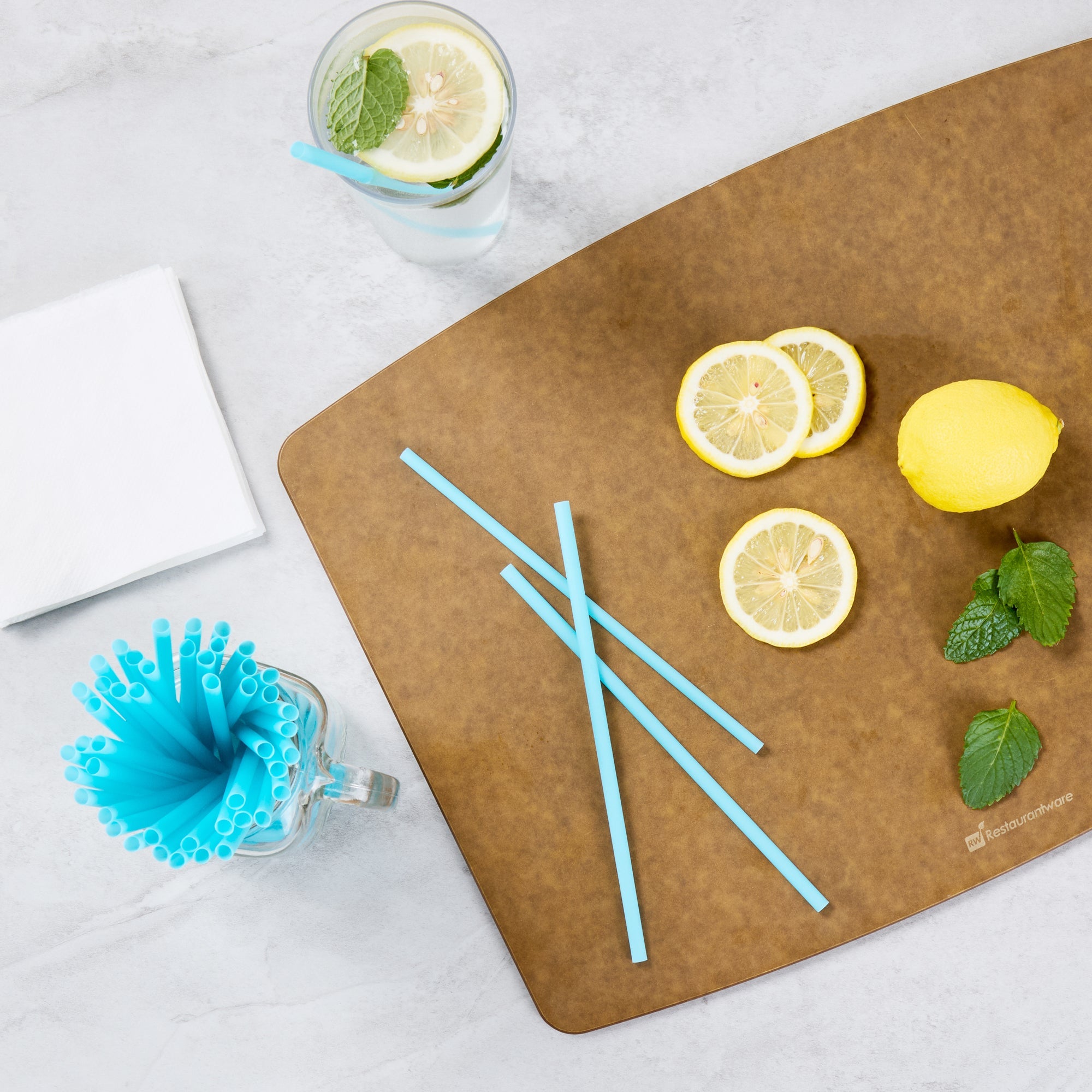 Vanish Blue PHA Plastic Straw - Unwrapped, Compostable - 7 3/4" - 1000 count box