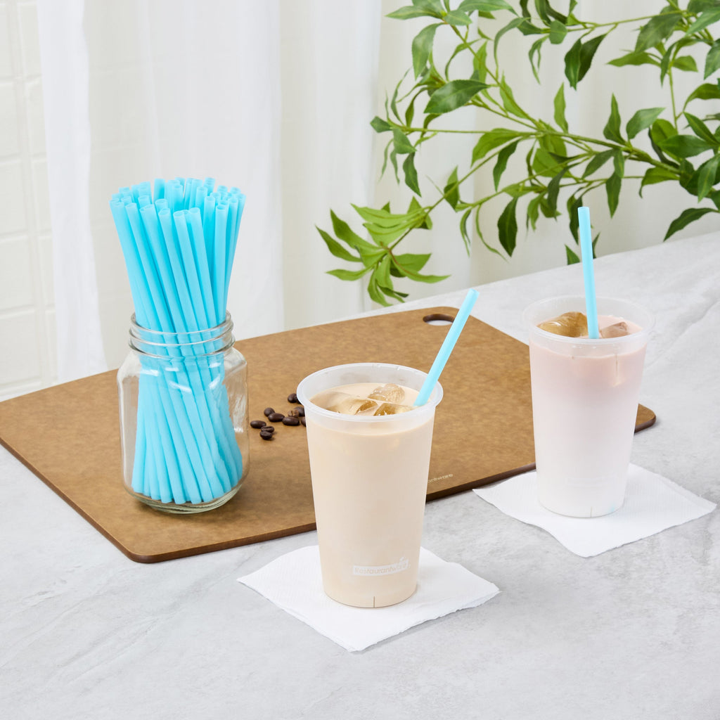 Vanish Blue PHA Plastic Straw - Unwrapped, Compostable - 8 1/4" - 1000 count box