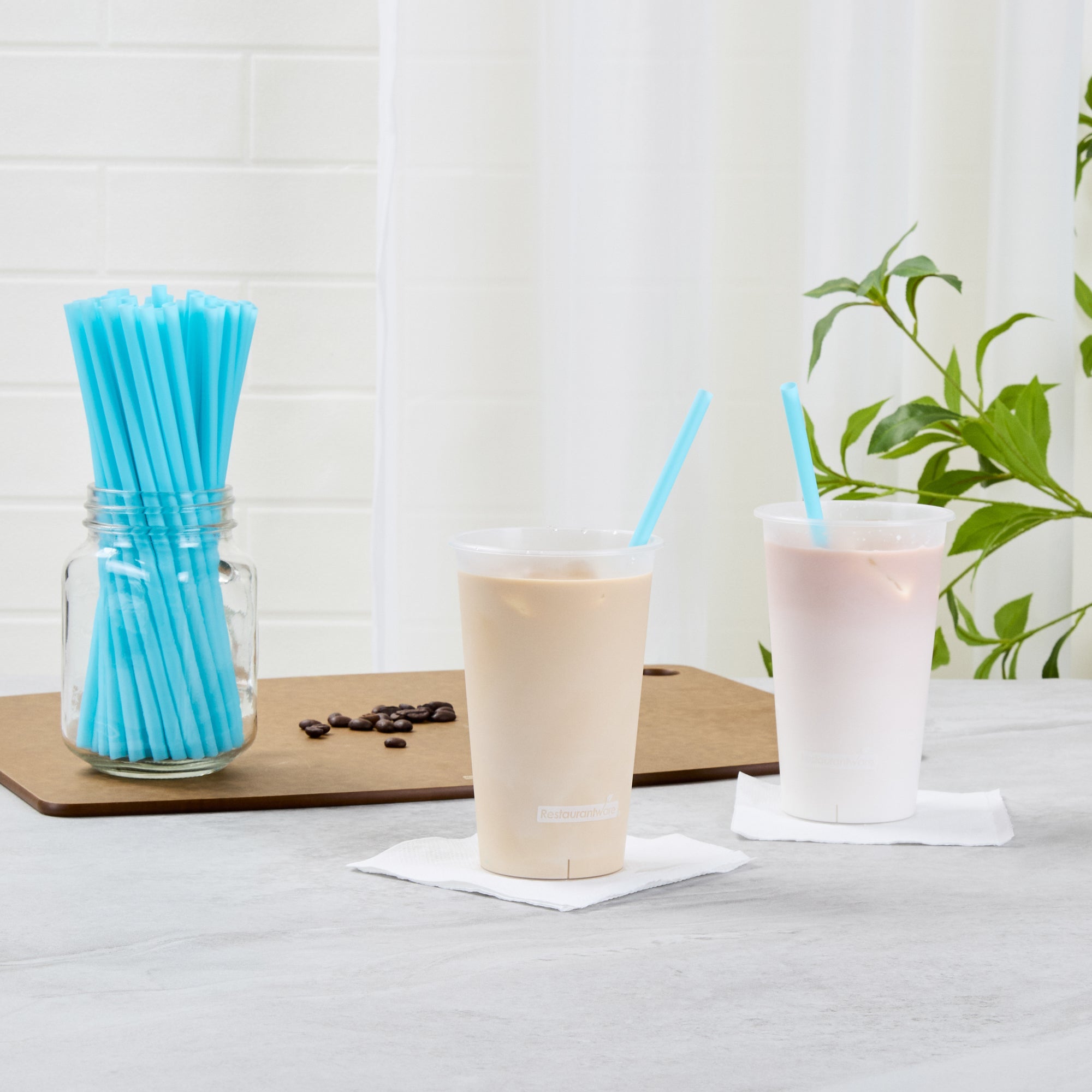 Vanish Blue PHA Plastic Straw - Unwrapped, Compostable - 8 1/4" - 1000 count box
