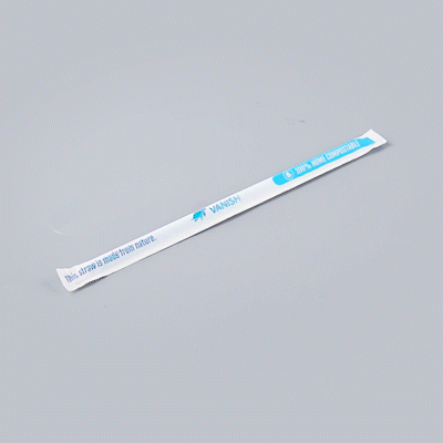 Vanish Blue PHA Plastic Straw - Wrapped, Compostable - 8 1/4" - 1000 count box