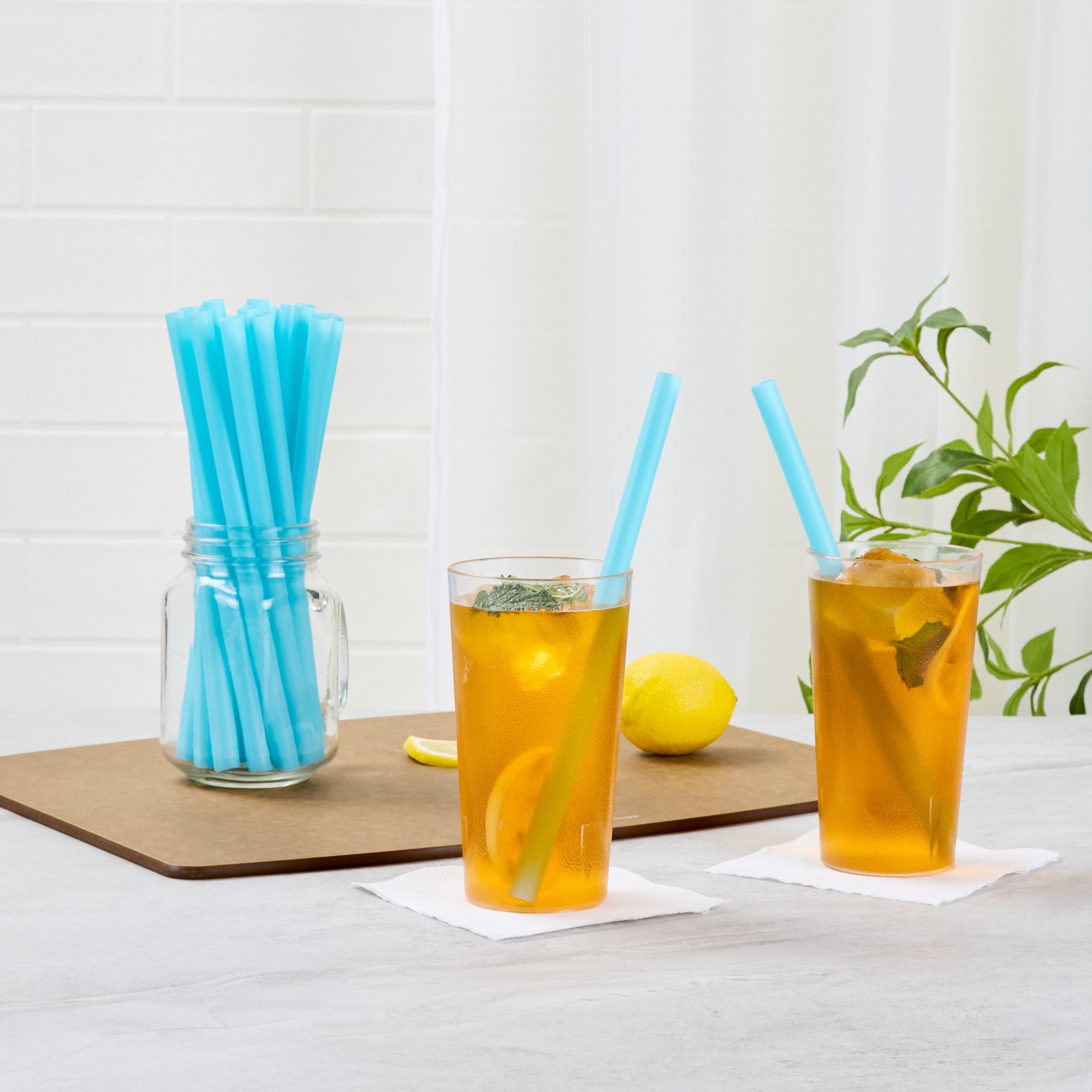 Vanish Blue PHA Plastic Straw - Unwrapped, Compostable - 9" - 1000 count box