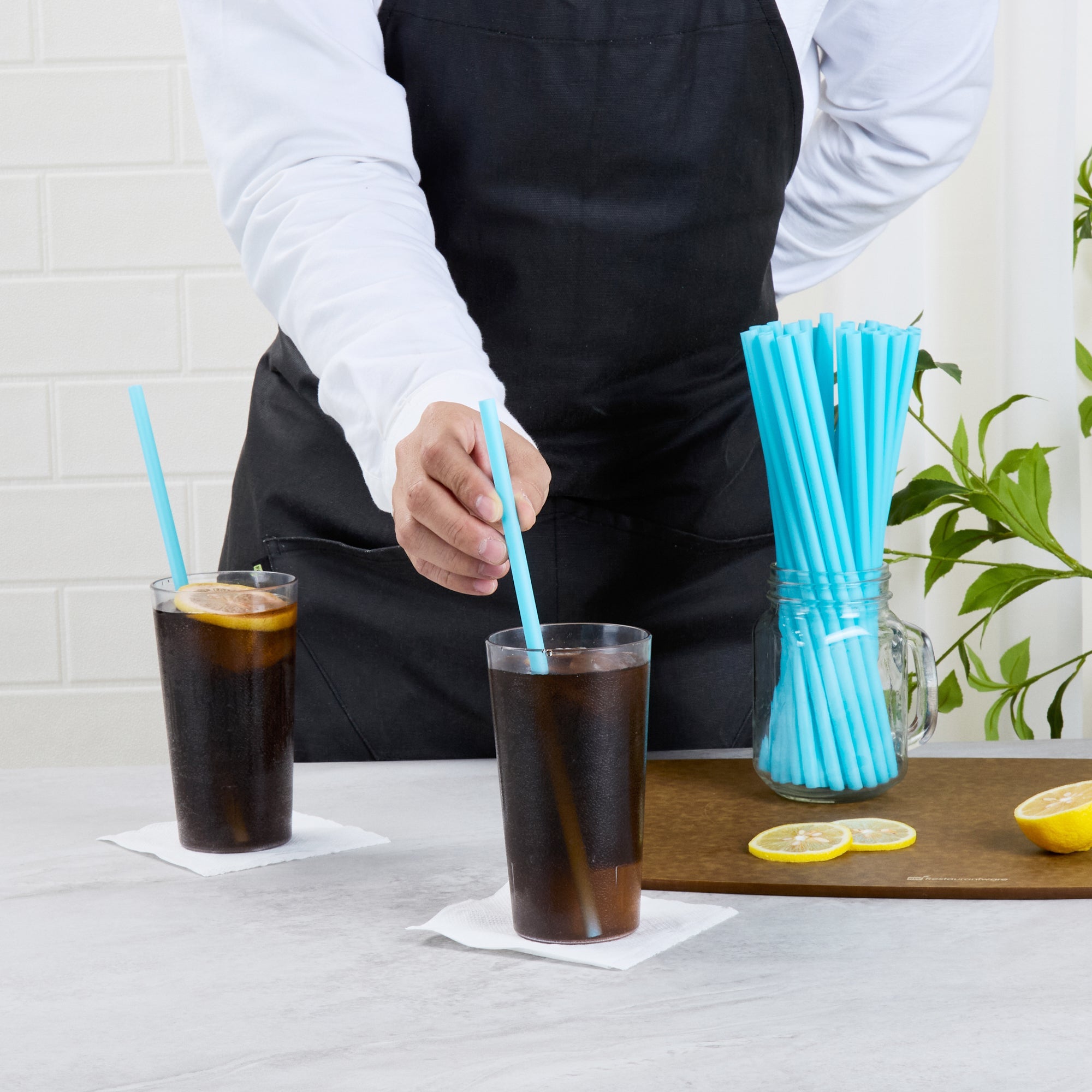 Vanish Blue PHA Plastic Straw - Unwrapped, Compostable - 10 1/4" - 100 count box