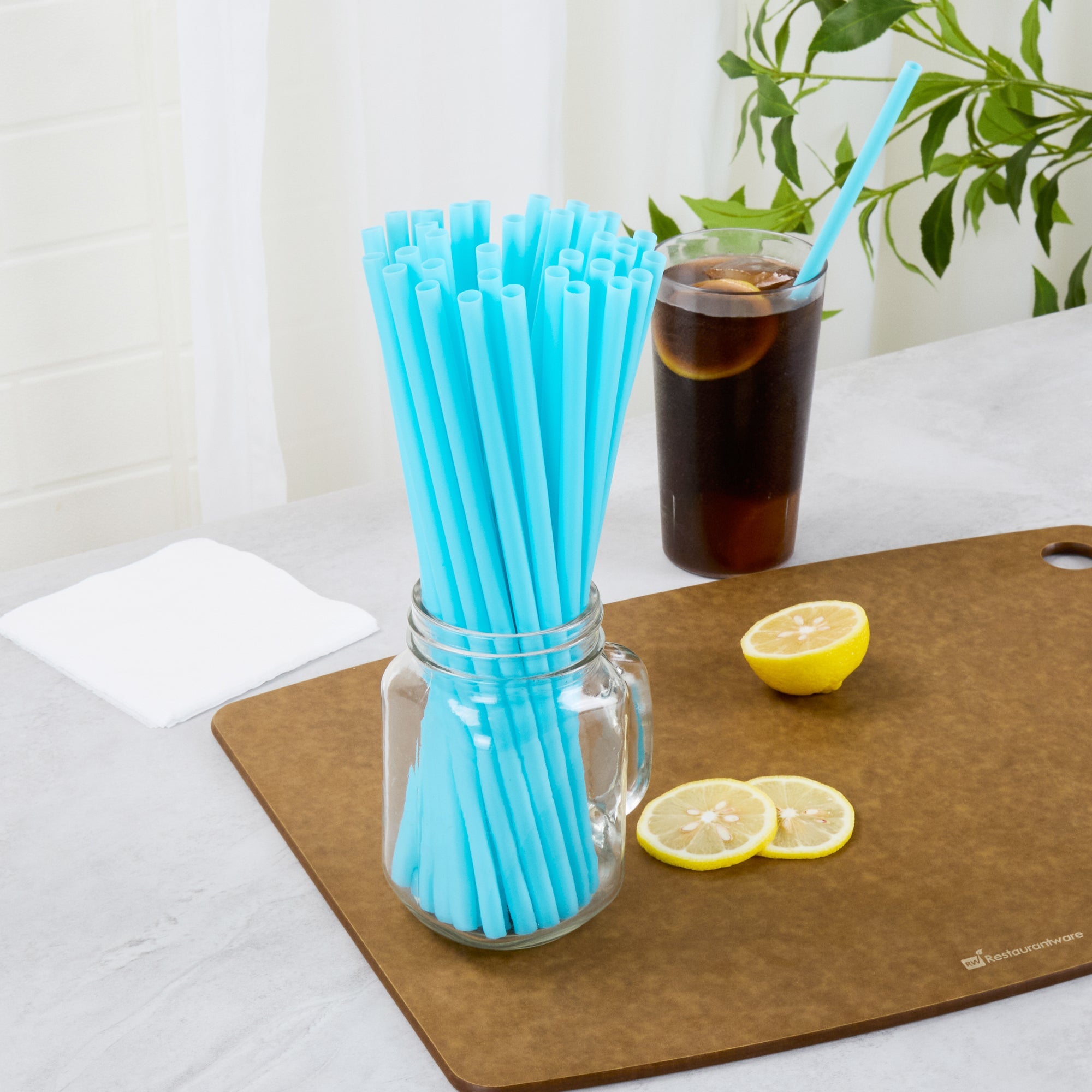 Vanish Blue PHA Plastic Straw - Unwrapped, Compostable - 10 1/4" - 1000 count box