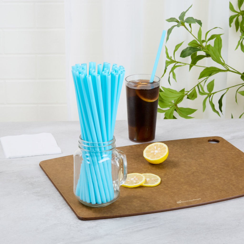 Vanish Blue PHA Plastic Straw - Unwrapped, Compostable - 10 1/4" - 1000 count box