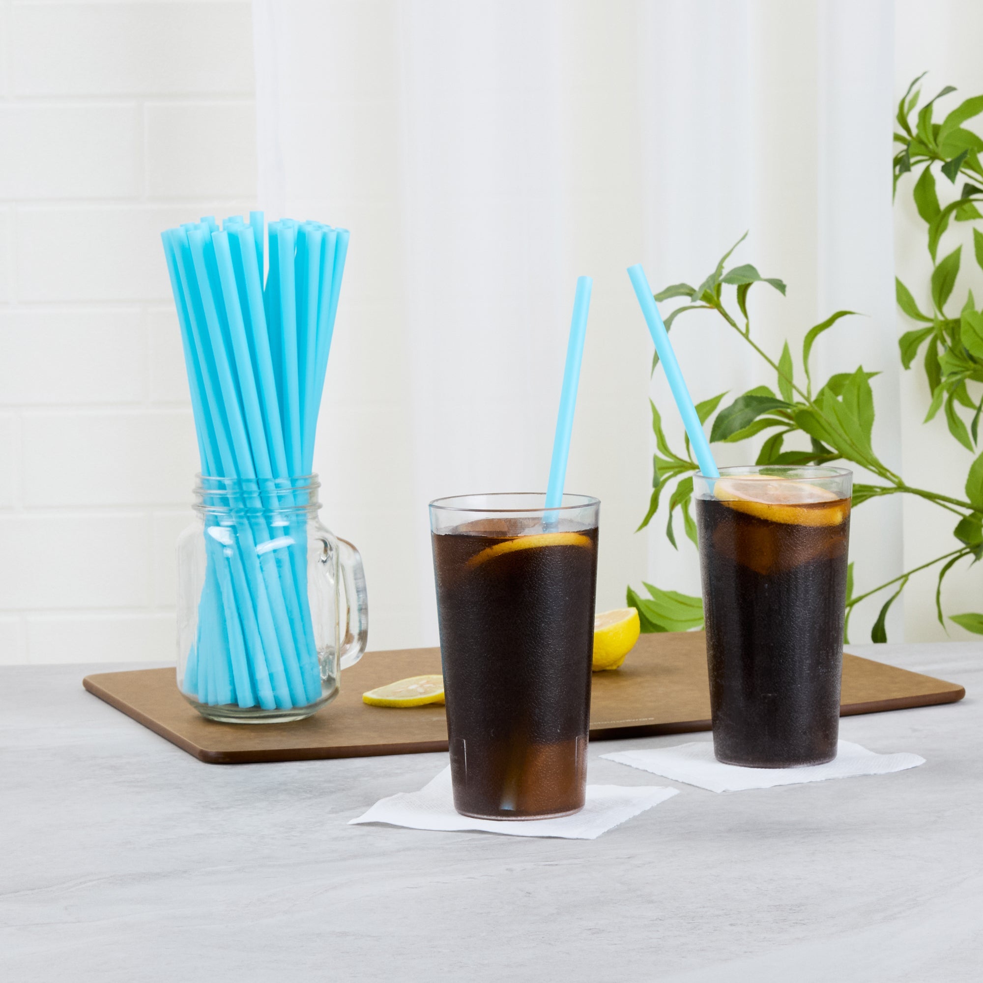 Vanish Blue PHA Plastic Straw - Unwrapped, Compostable - 10 1/4" - 1000 count box