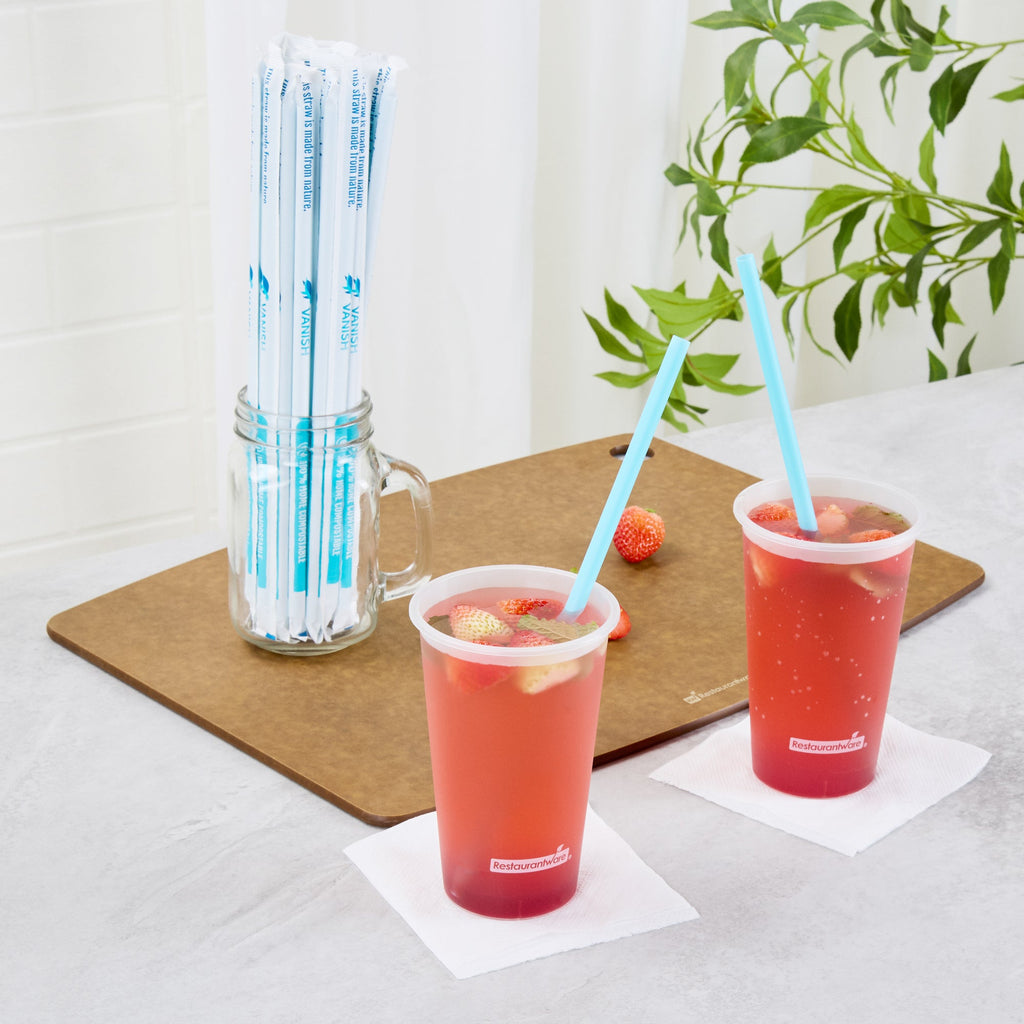Vanish Blue PHA Plastic Straw - Wrapped, Compostable - 10 1/4" - 1000 count box