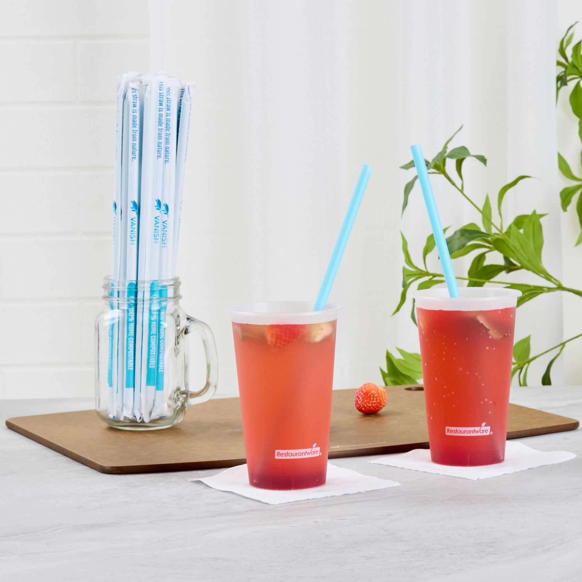 Vanish Blue PHA Plastic Straw - Wrapped, Compostable - 10 1/4" - 1000 count box