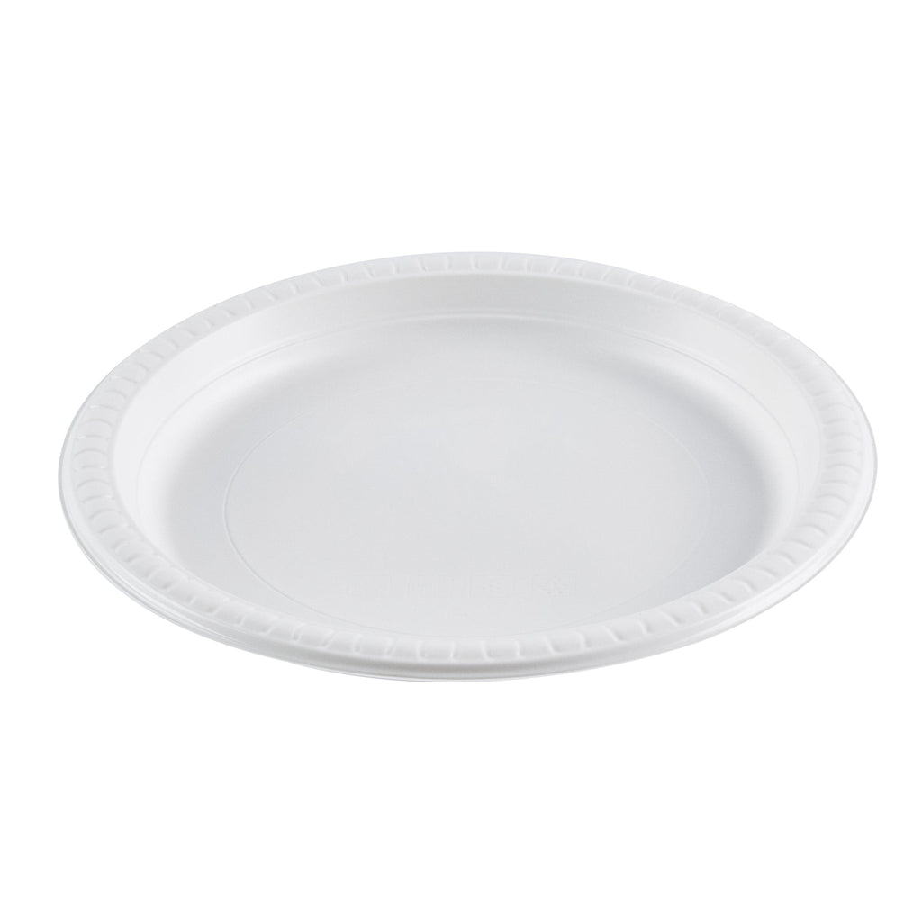 Chef 101 Round White Plastic Plate - Microwavable - 9" x 9" x 3/4" - 100 count box