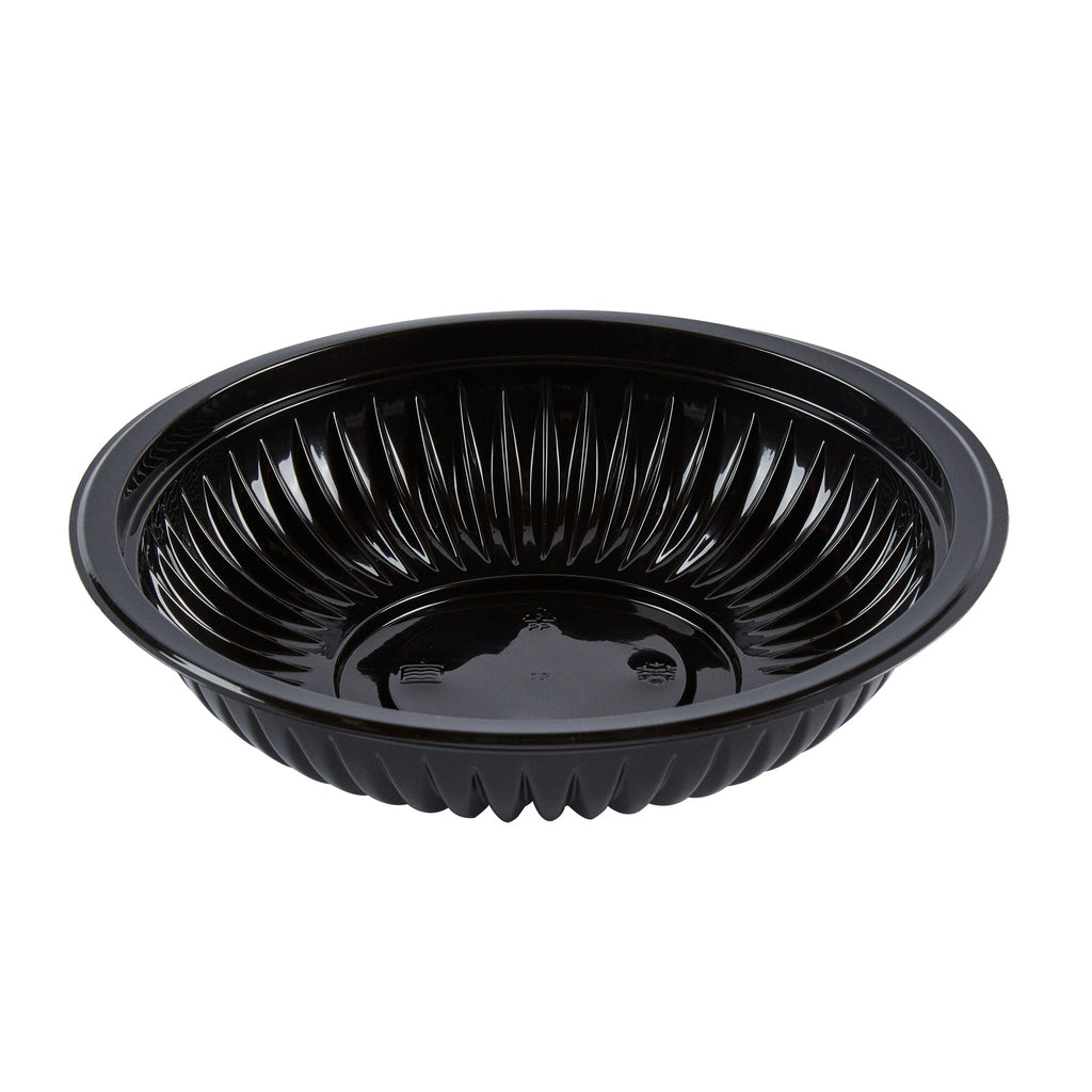 Chef 101 34 oz Round Black Plastic Bowl - Microwavable - 9" x 9" x 2" - 100 count box