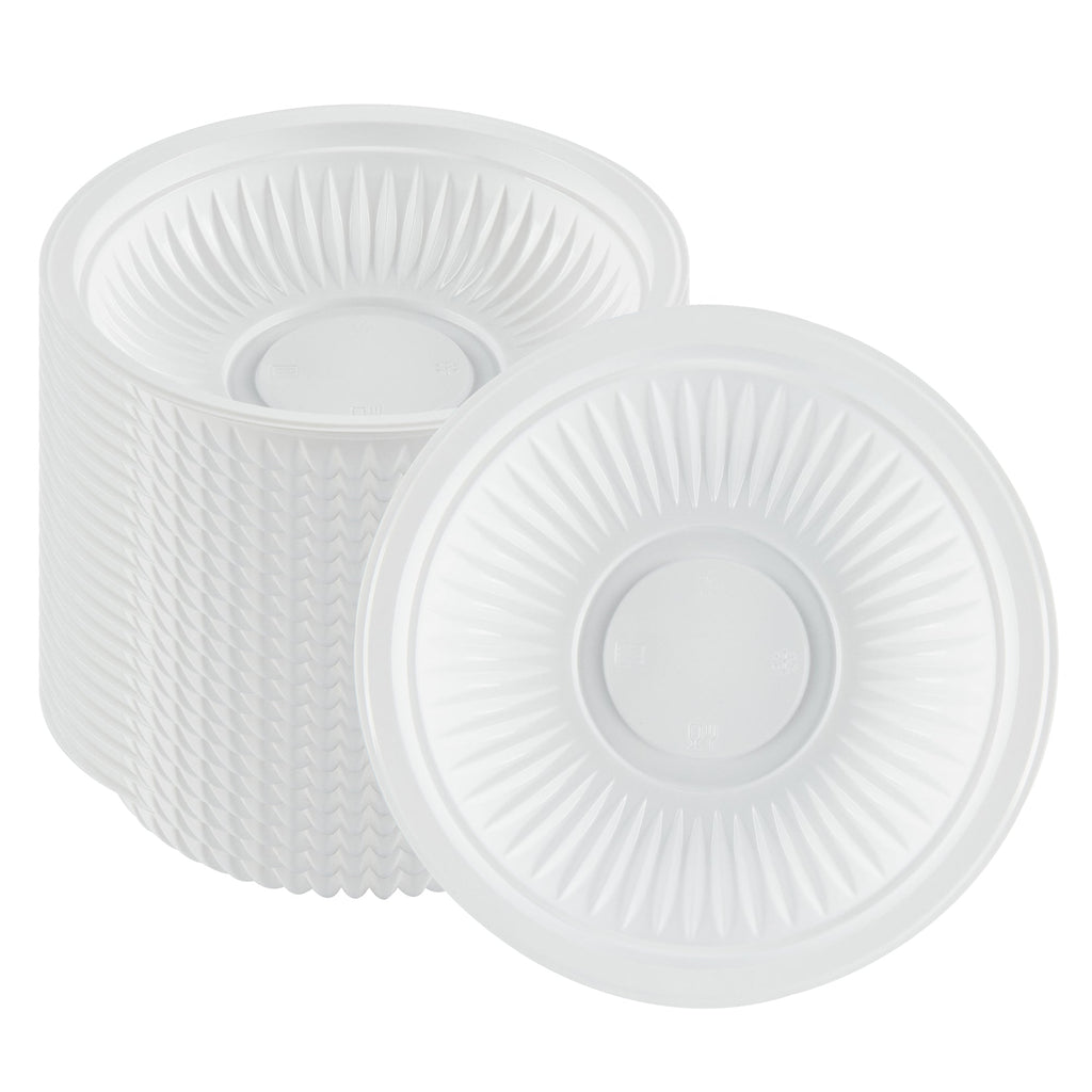 Chef 101 34 oz Round White Plastic Bowl - Microwavable - 9" x 9" x 2" - 100 count box