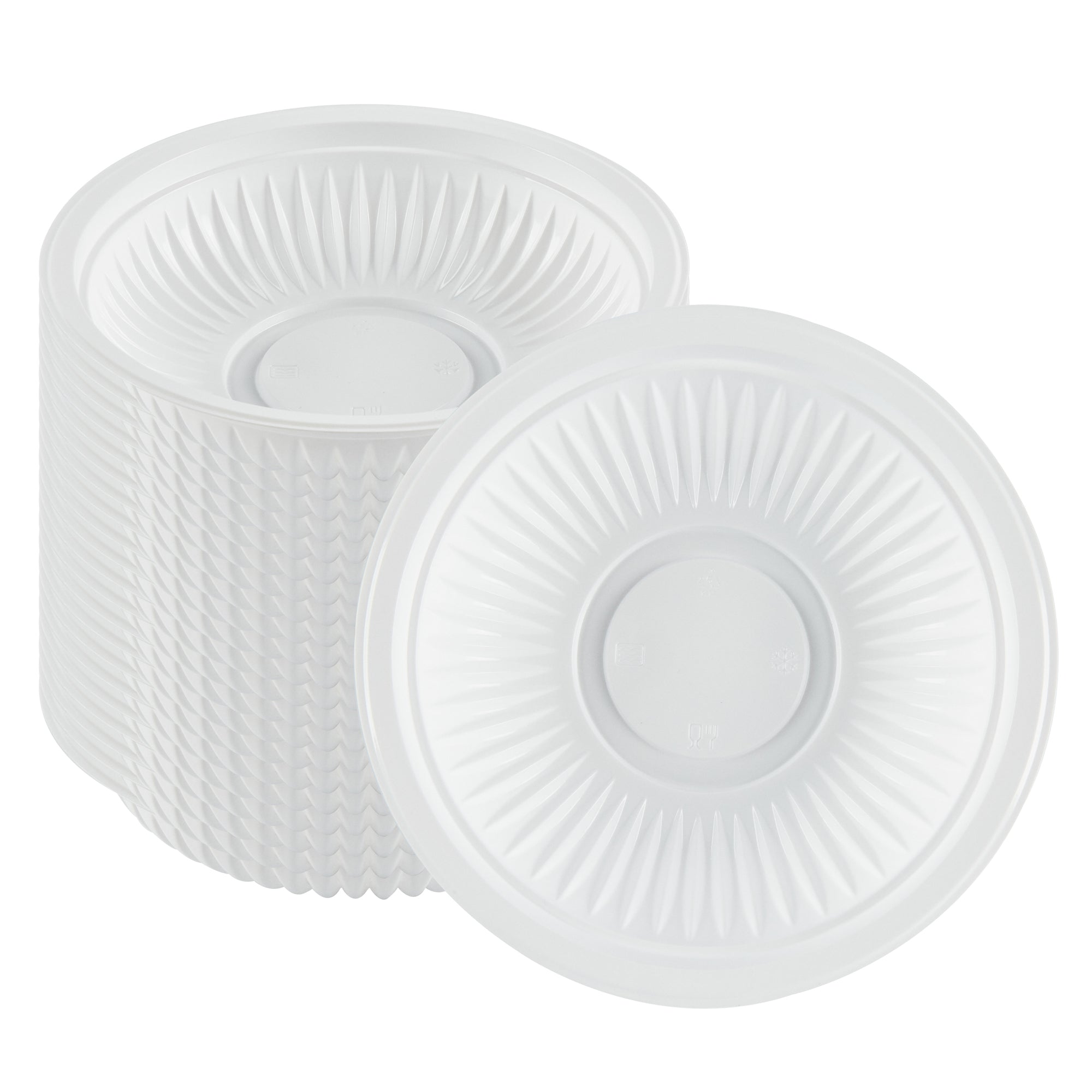 Chef 101 34 oz Round White Plastic Bowl - Microwavable - 9" x 9" x 2" - 100 count box