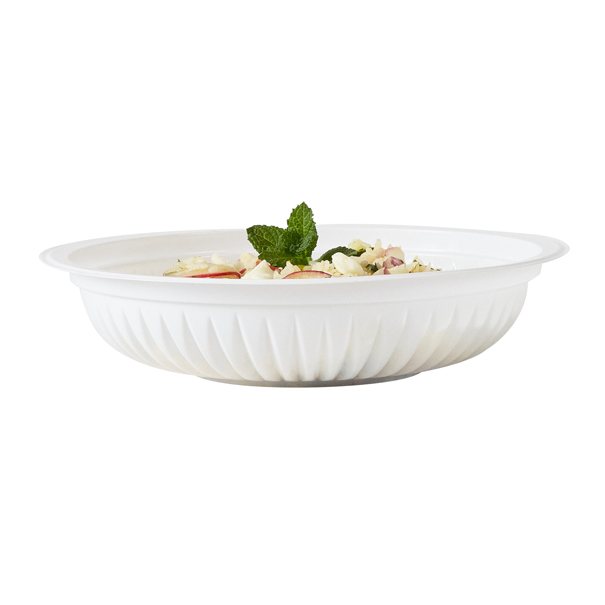 Chef 101 34 oz Round White Plastic Bowl - Microwavable - 9" x 9" x 2" - 100 count box