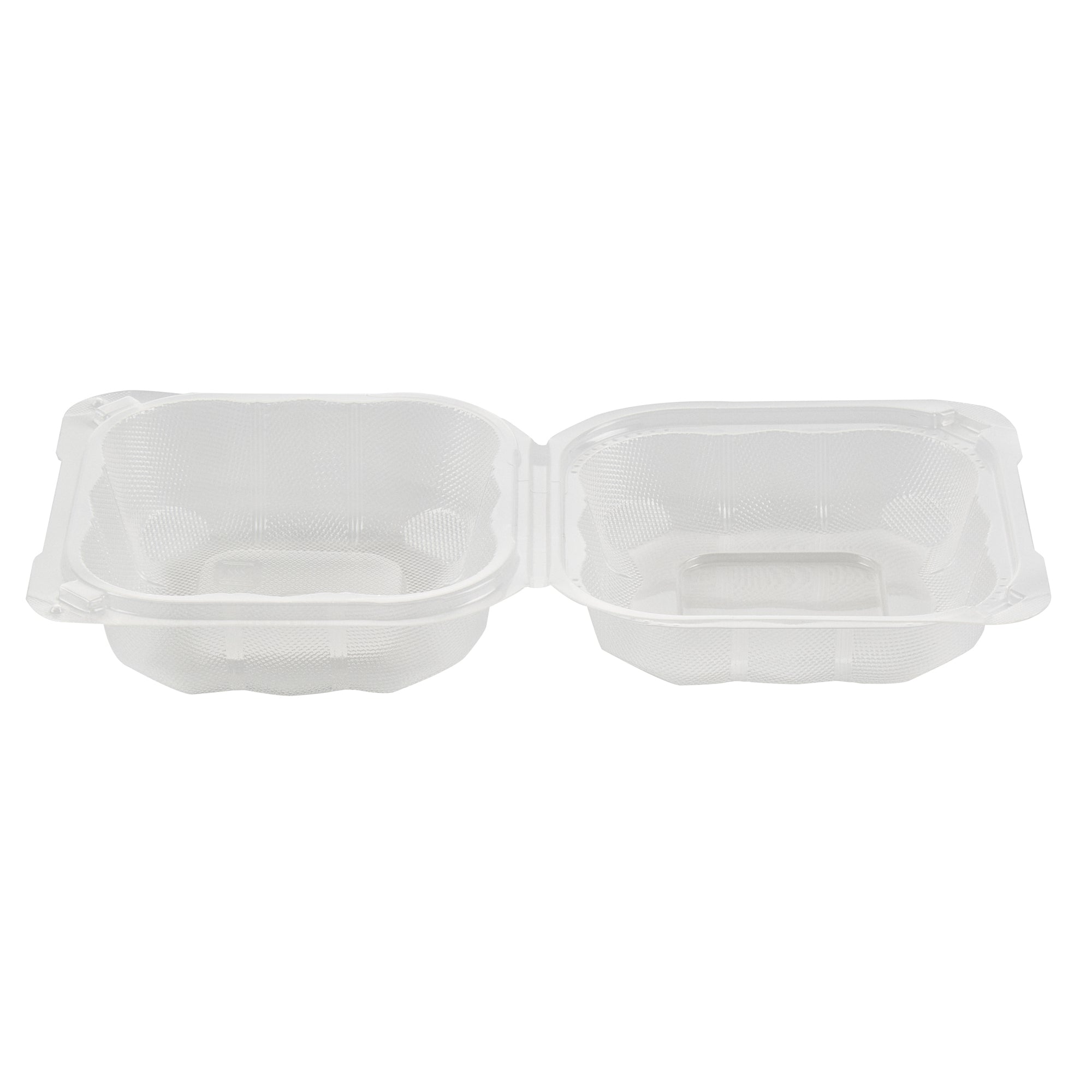 Chef 101 13 oz Square Clear Plastic Clamshell Container - Microwavable - 5 1/2" x 5 1/2" x 2 3/4" - 100 count box