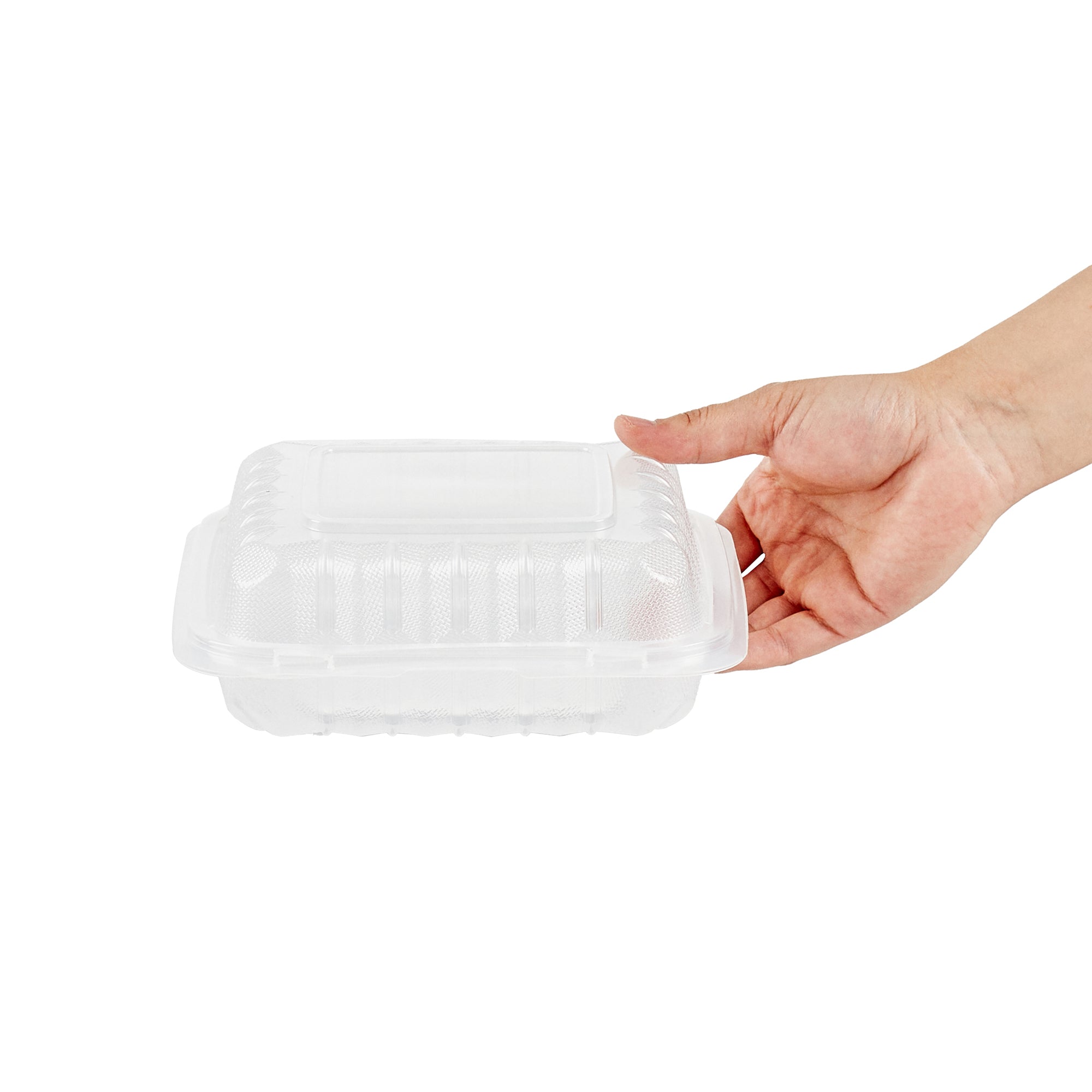 Chef 101 30 oz Square Clear Plastic Clamshell Container - Microwavable - 7 1/2" x 7 1/2" x 2 3/4" - 50 count box
