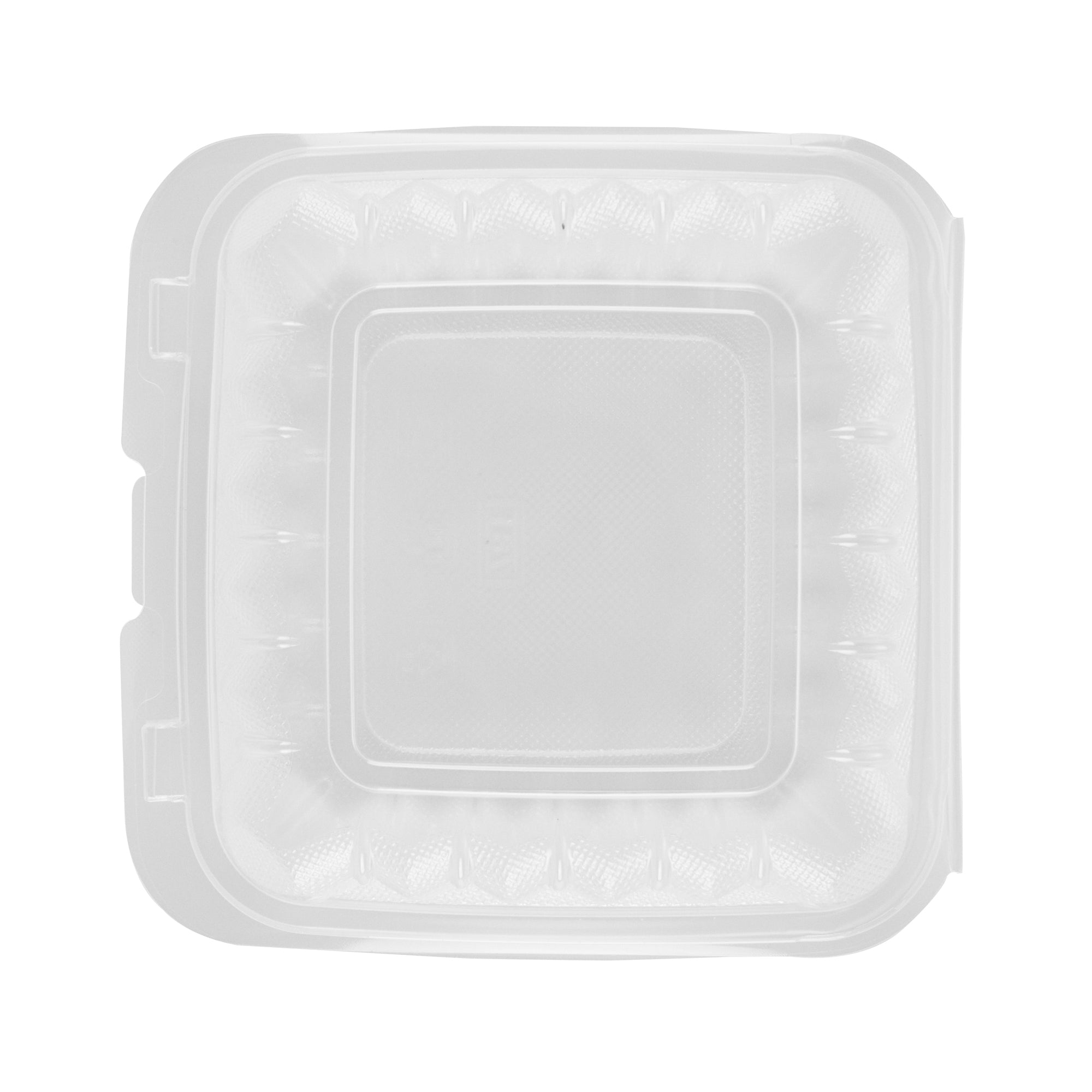 Chef 101 30 oz Square Clear Plastic Clamshell Container - Microwavable - 7 1/2" x 7 1/2" x 2 3/4" - 50 count box