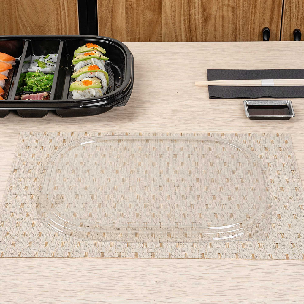 Bento Tek Rectangle Clear Plastic Lid - Fits 51 oz Bento Box - 50 count box