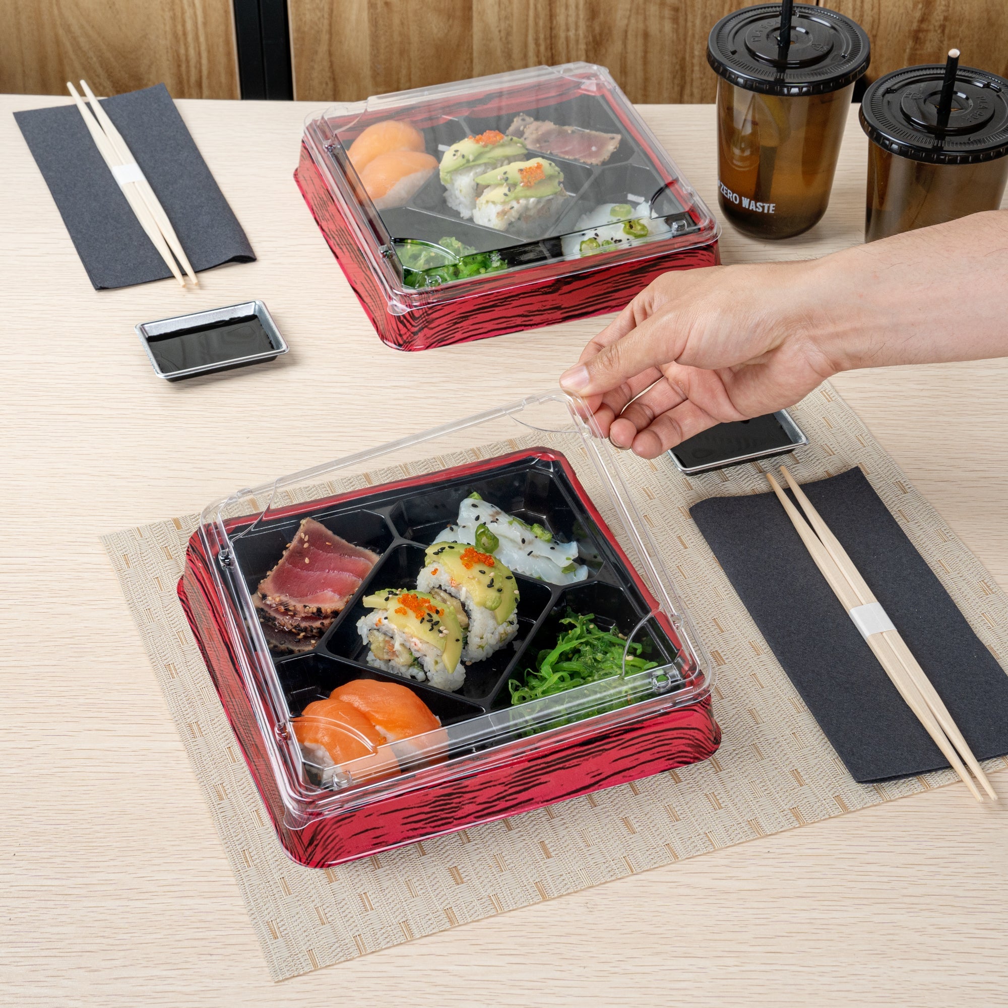 Bento Tek Square Clear Plastic Lid - Fits 19 oz Bento Box - 100 count box