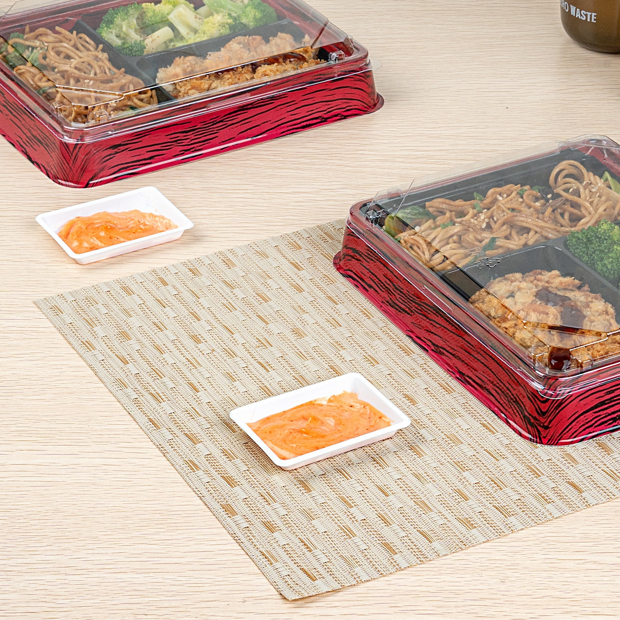 Bento Tek 1 oz Rectangle White Plastic Sauce Dish - 3" x 2 1/4" - 1000 count box