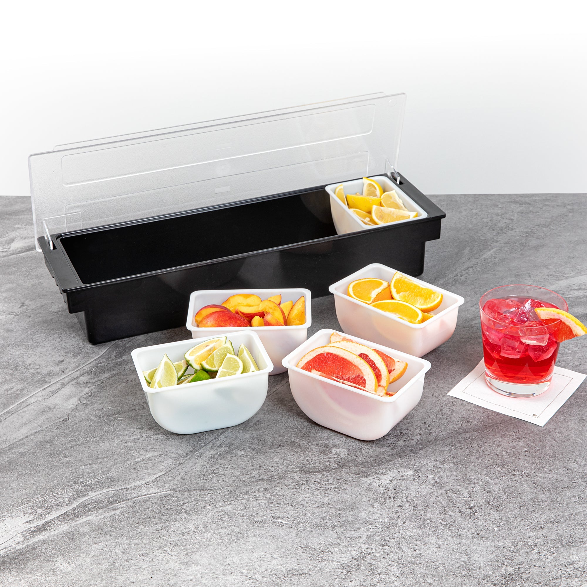 Bar Lux 1.25 Pint White Plastic Insert - Fits 5-Compartment Condiment Caddy - 5 count box