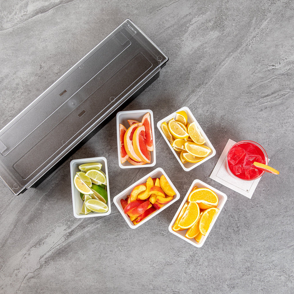 Bar Lux 1.25 Pint White Plastic Insert - Fits 5-Compartment Condiment Caddy - 5 count box