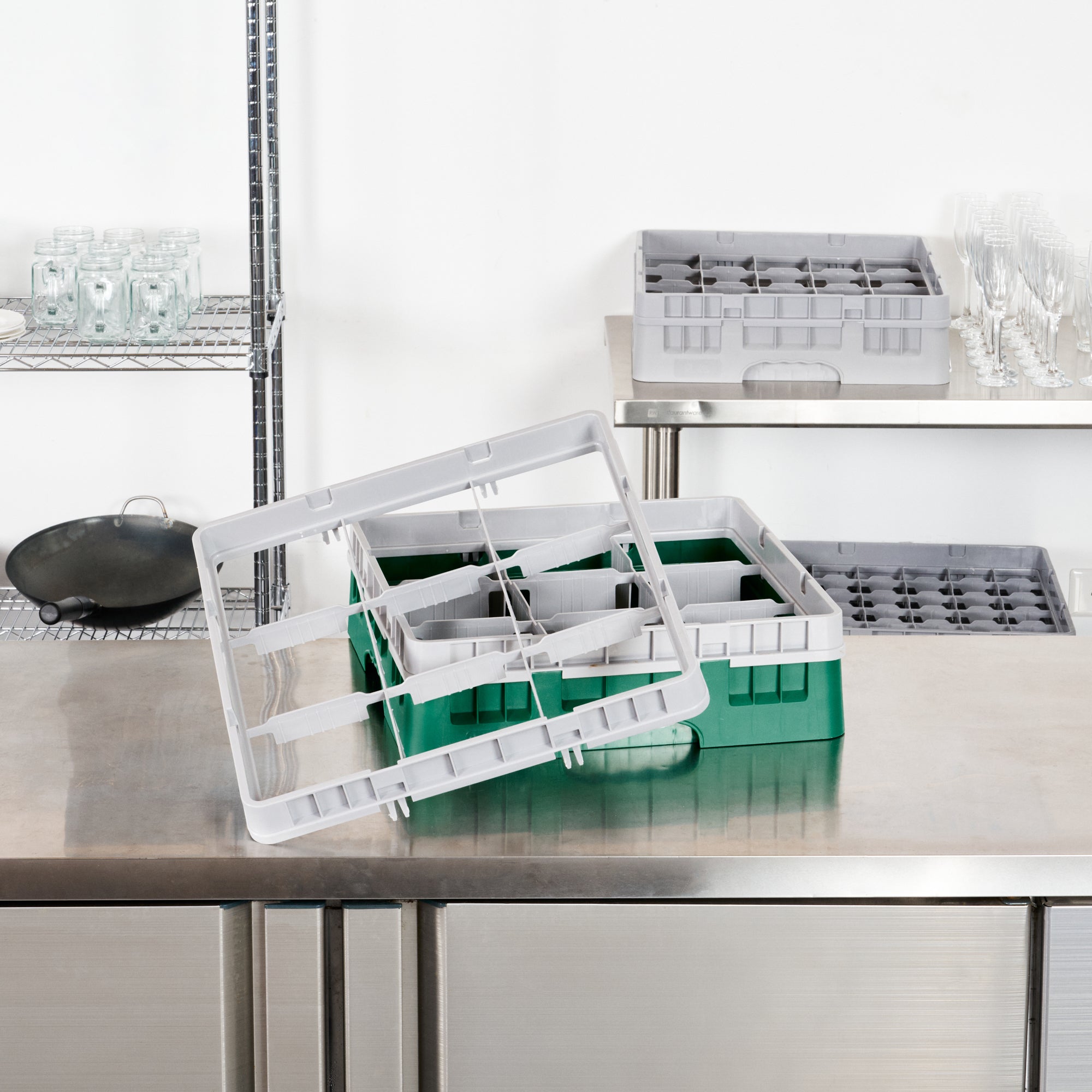 Clean Tek Professional Gray Half Drop Extender - 9 Compartments - 19 3/4" x 19 3/4" x 3" - 1 count box