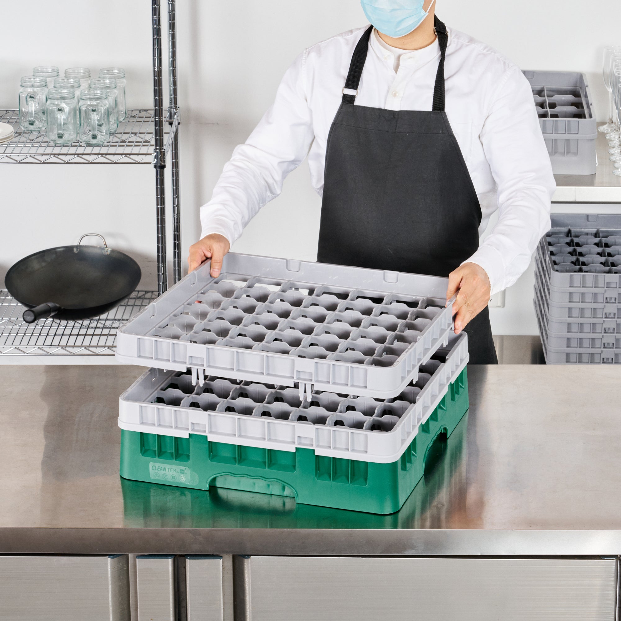 Clean Tek Professional Gray Half Drop Extender - 49 Compartments - 19 3/4" x 19 3/4" x 3" - 1 count box