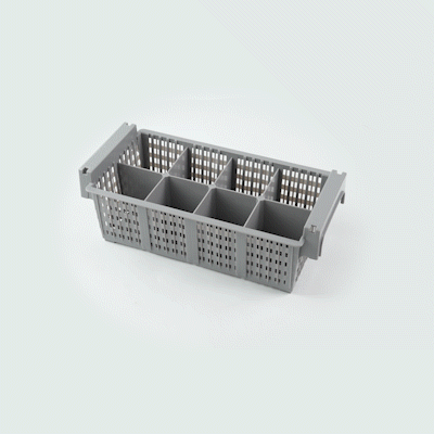 Clean Tek Professional Gray Flatware Rack - 8 Compartments - 16 1/2" x 8 1/4" x 5 3/4" - 1 count box