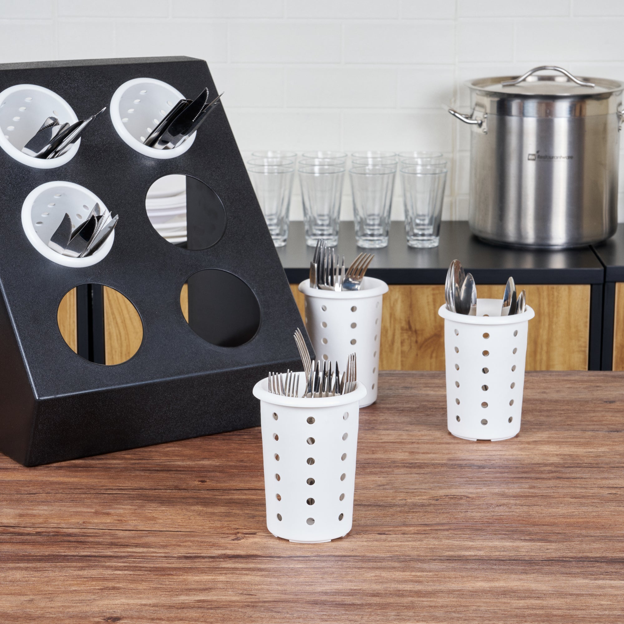 Met Lux White Perforated Plastic Flatware Cylinder - 1 count box