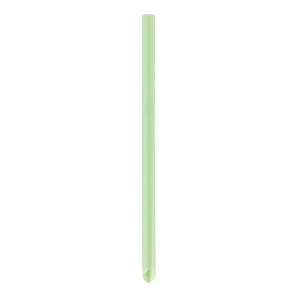 Basic Nature Green PLA Plastic Extra Wide Boba Straw - Unwrapped, Compostable, Pointed - 9" - 1000 count box