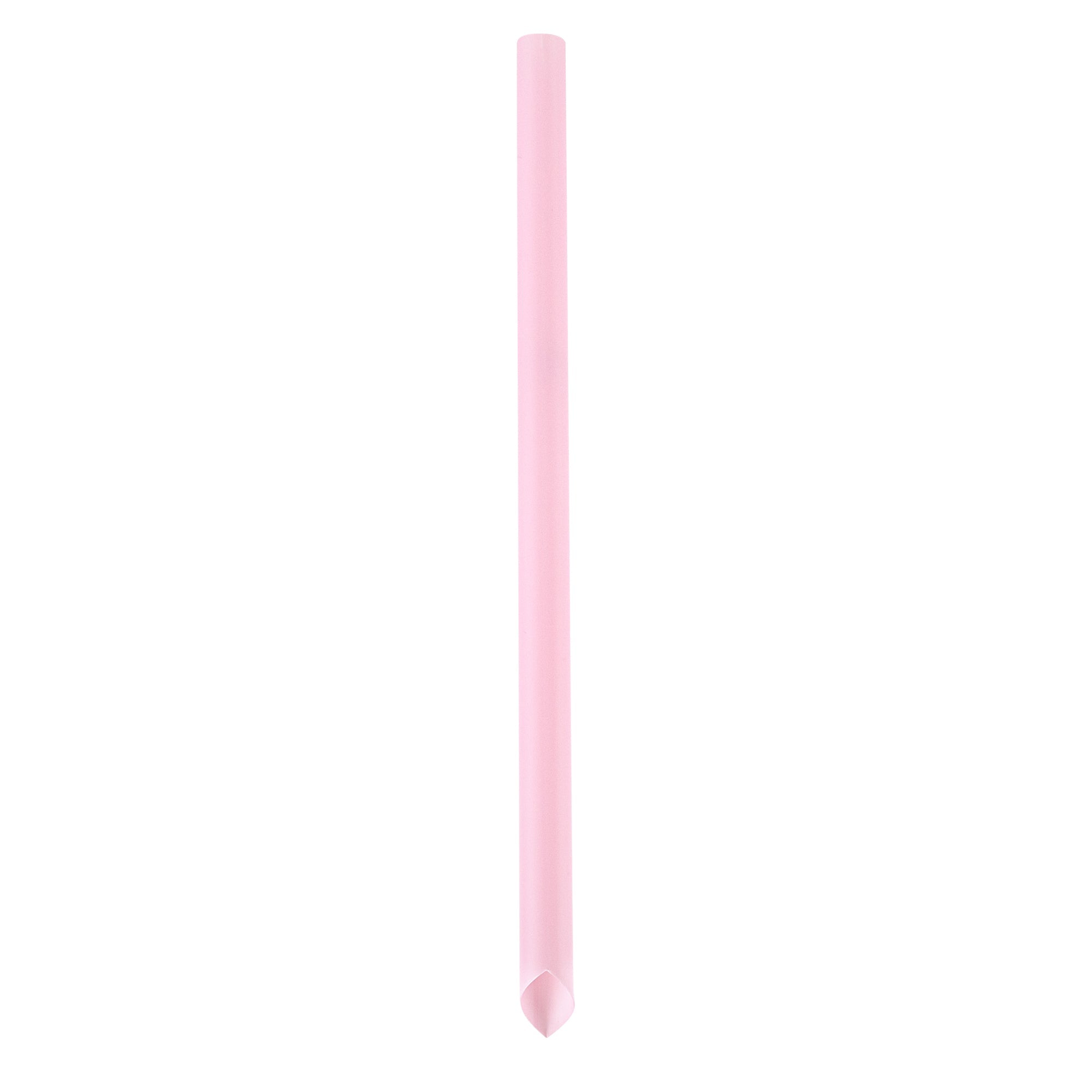 Basic Nature Pink PLA Plastic Extra Wide Boba Straw - Unwrapped, Compostable, Pointed - 9" - 1000 count box
